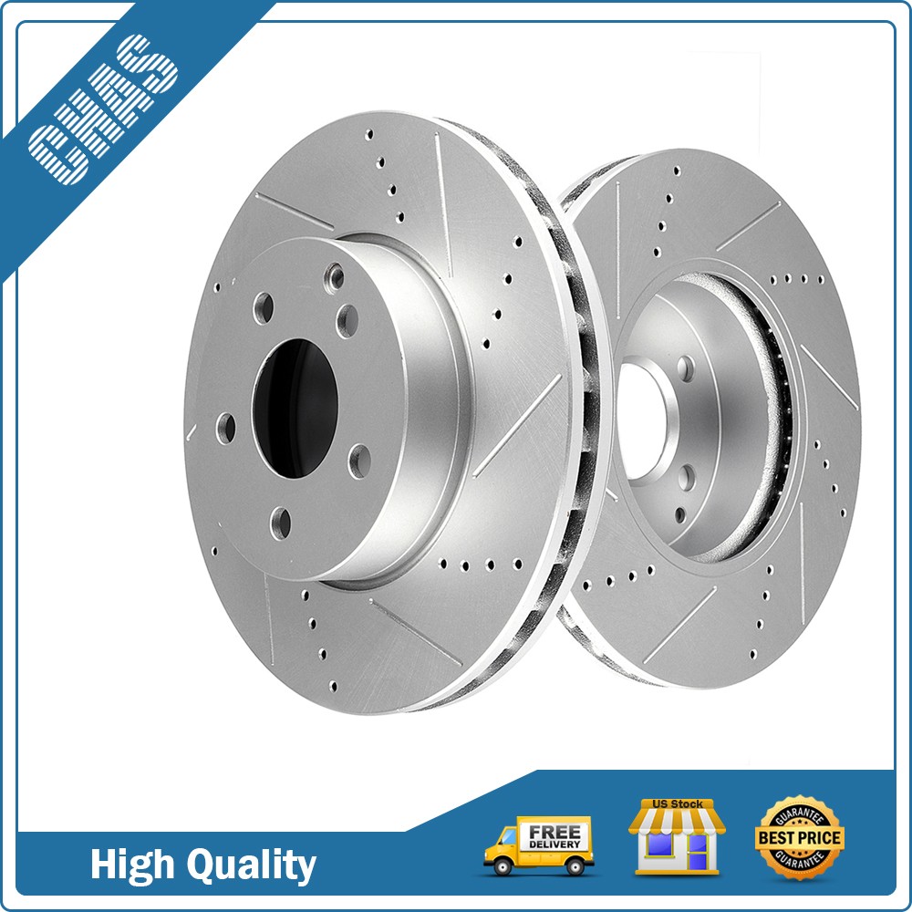 Front Drilled And Slotted Brake Rotors Fits 2008-2015 Mercedes-Benz C250 SLK250