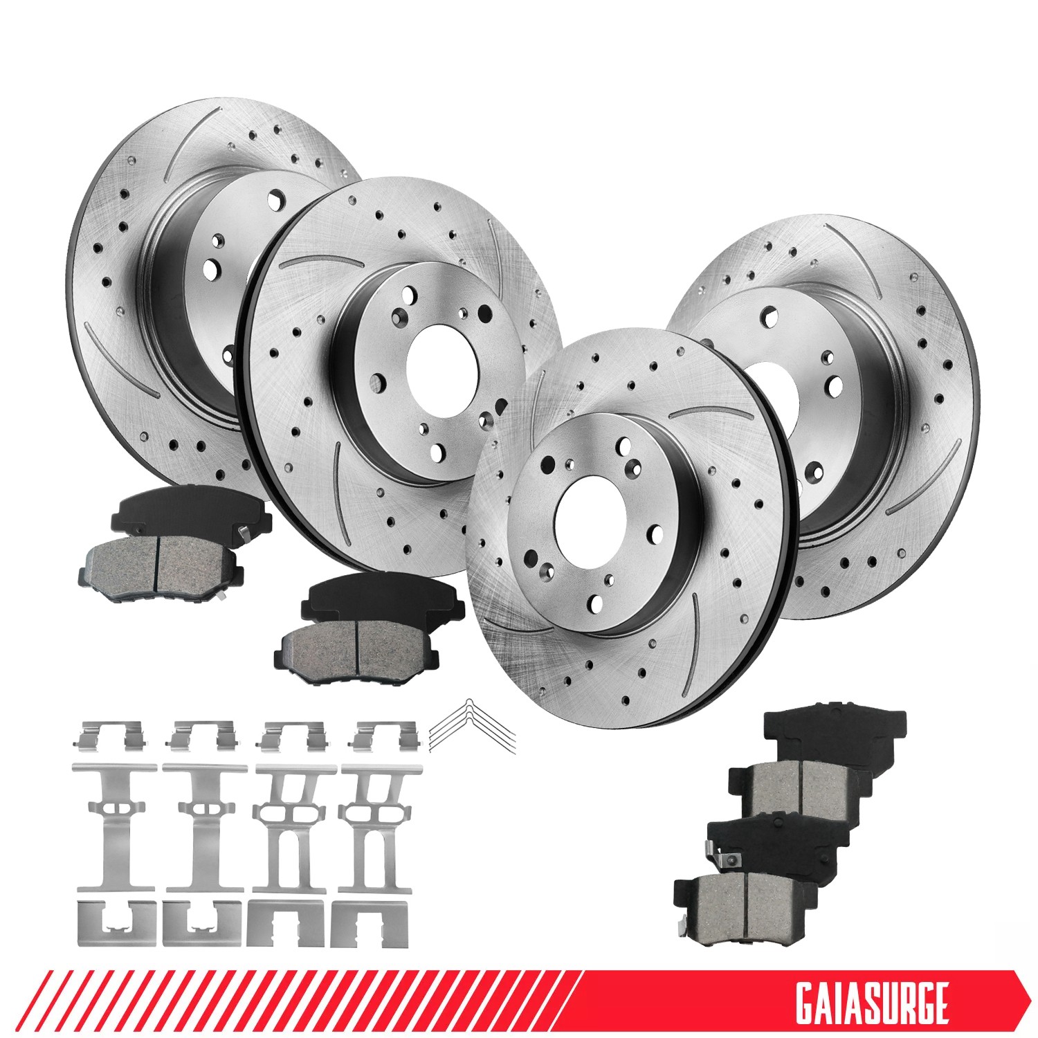 Drilled Slotted Front and Rear Brake Rotors Pads Kit for 2003-2007 Honda Accord