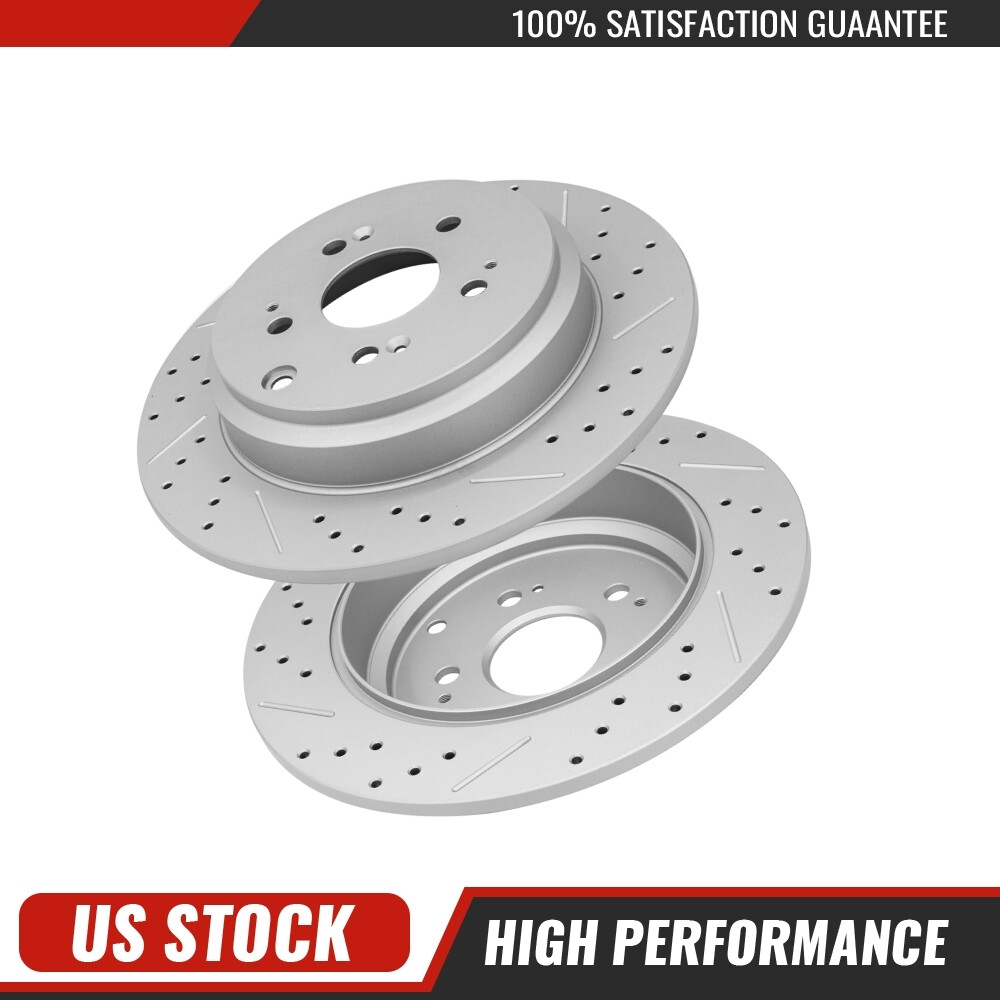334mm Pair Rear Drilled Disc Brake Rotors for Honda Odyssey Pilot Acura ZDX MDX