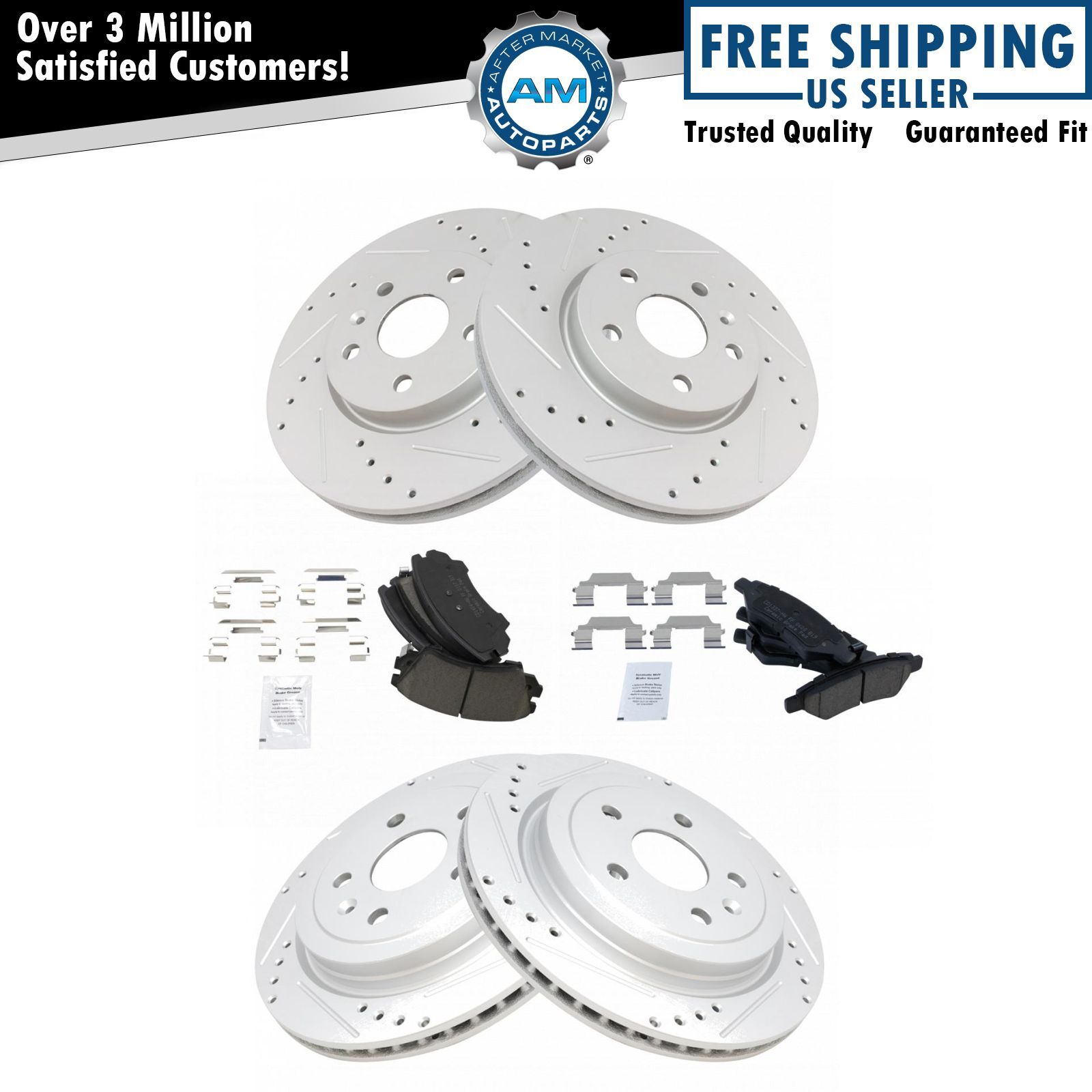Performance Brake Rotor Drilled Slotted Coated & Ceramic Pad Kit