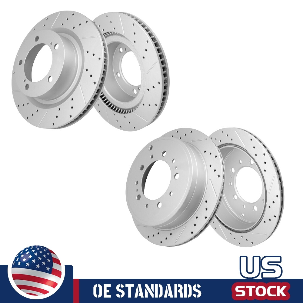 Front Rear Drilled Brake Rotors Set of 4 for Toyota Tundra Sequoia Land Cruiser