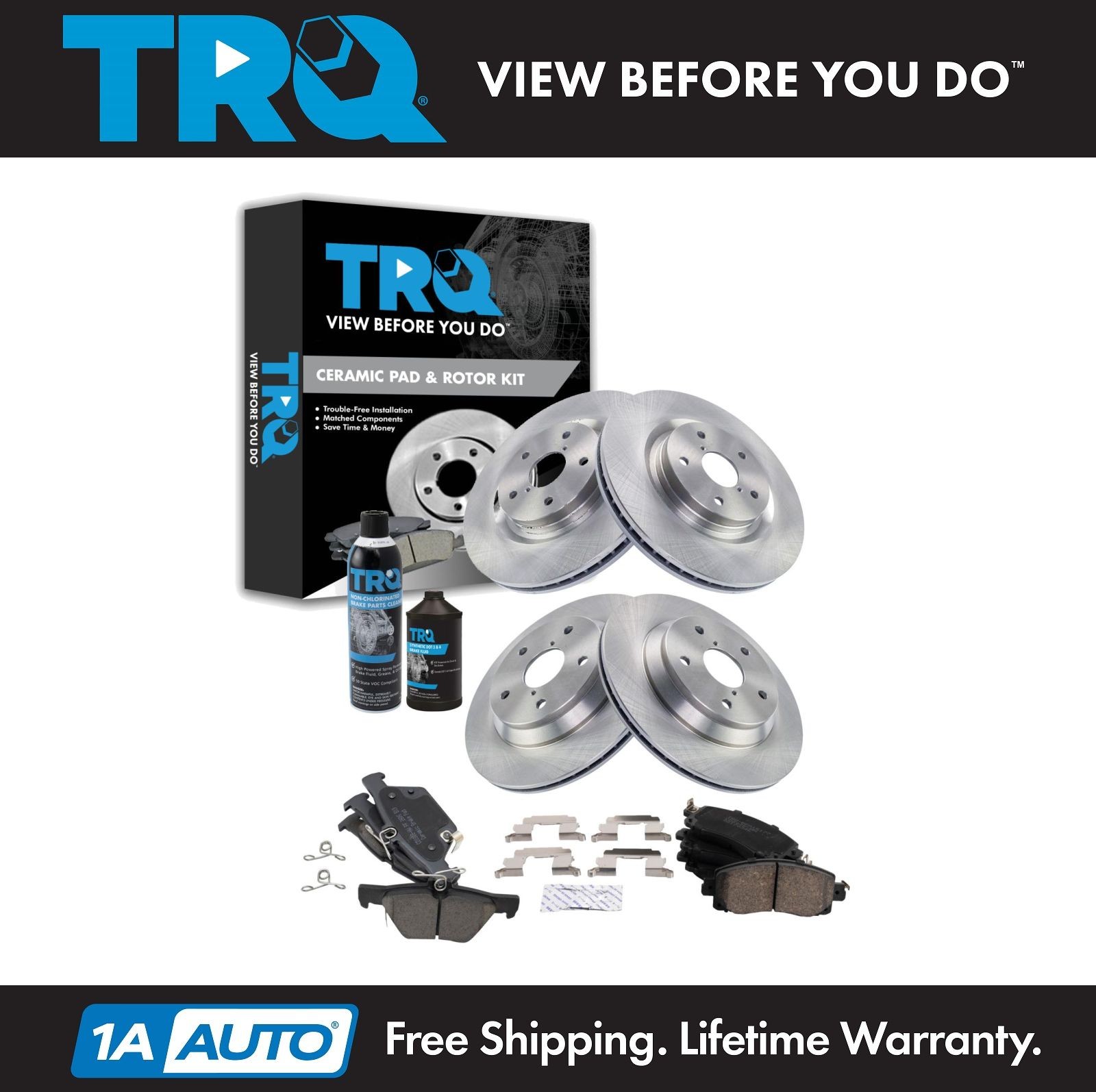 TRQ Front and Rear Brake Pad & Rotor Kit Fits 2019-2022 Subaru Forester