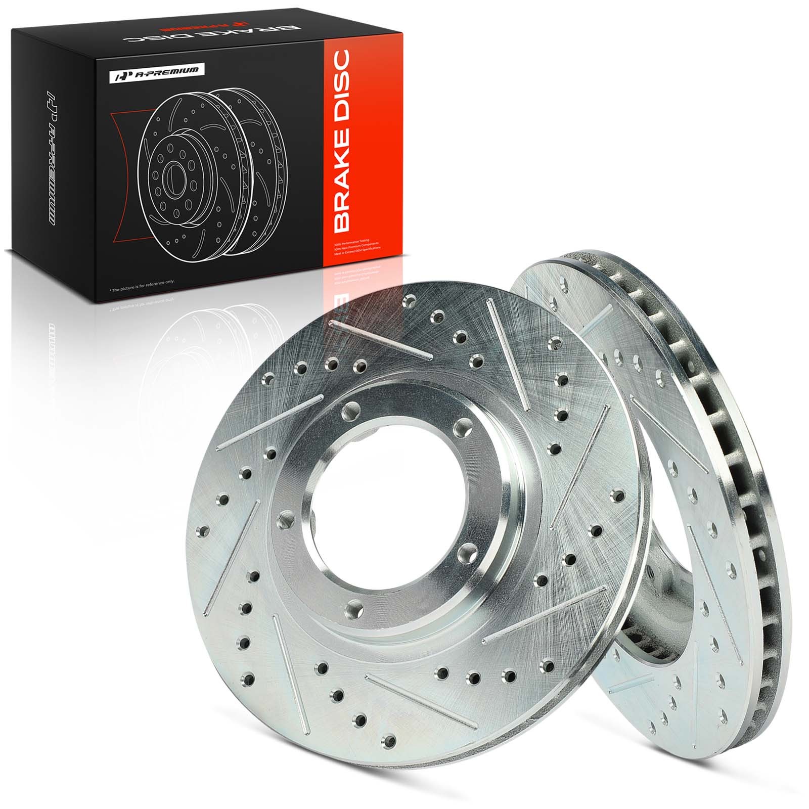 A-Premium Front Side Drilled Brake Rotors for Toyota Tacoma 1995-2004 5 Lug RWD