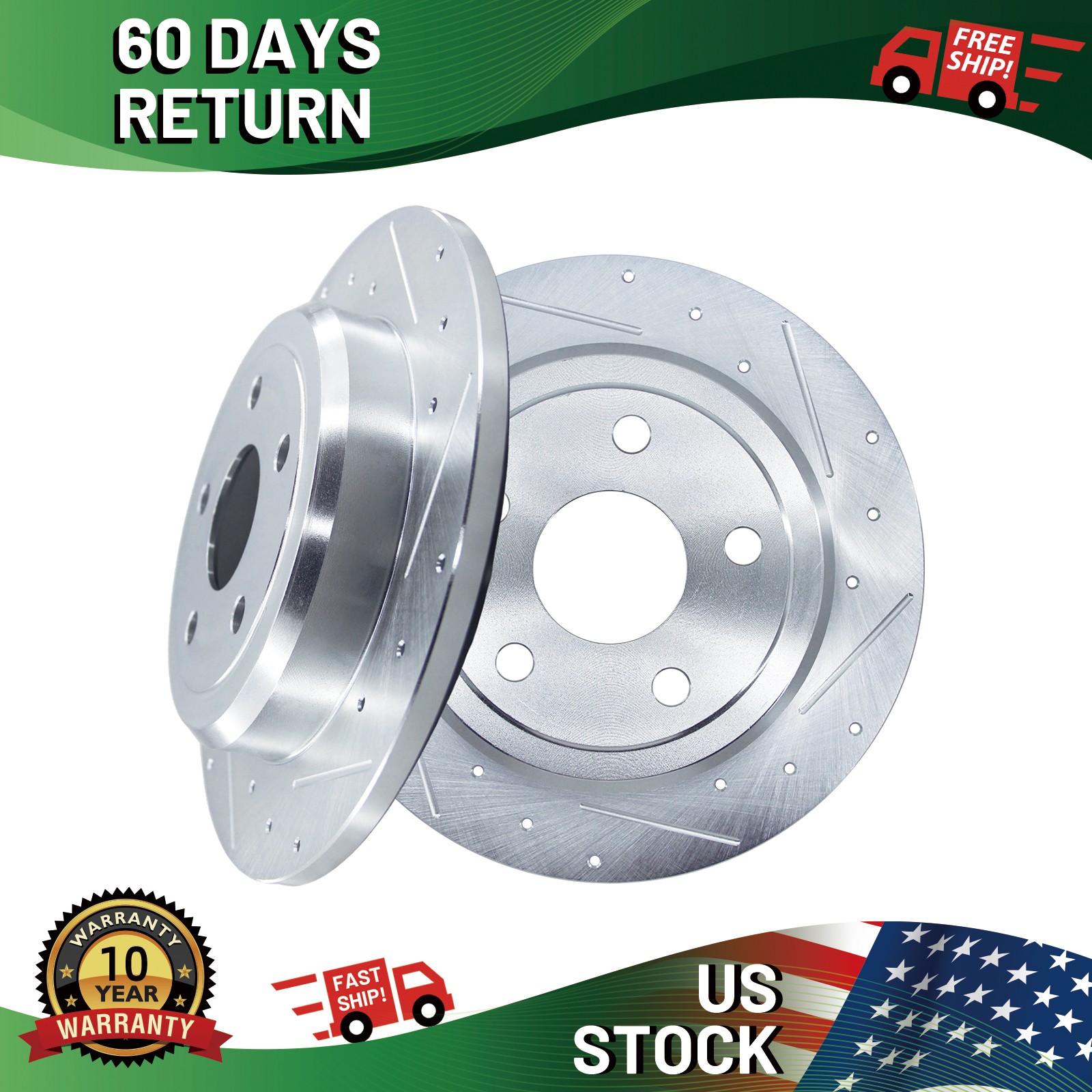 Rear Drilled Disc Brake Rotors for Jeep Grand Cherokee Dodge Durango 2011-2020