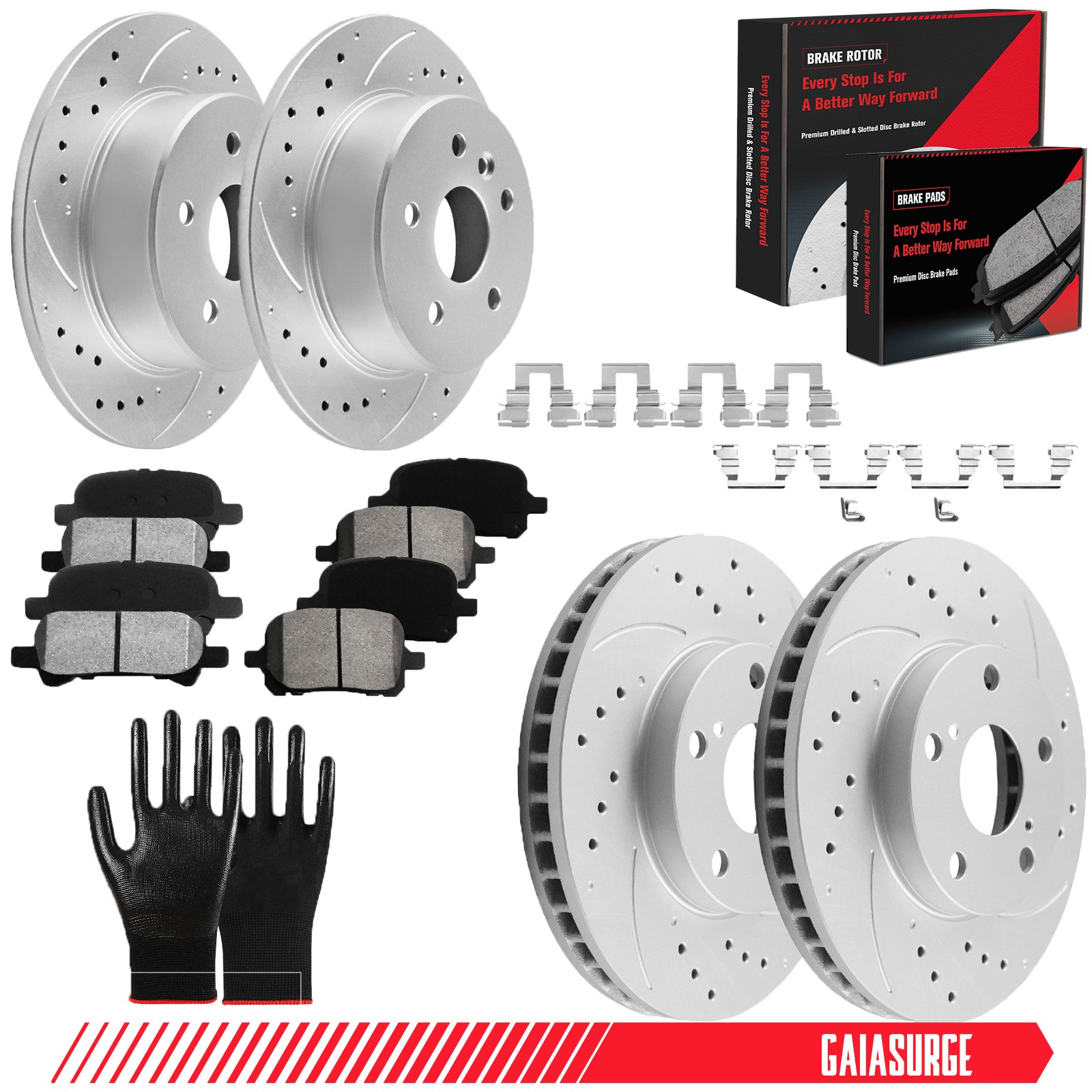 10.8in Front + 11.3in Rear Brake Rotors + Brake Pads for 2000-2004 Toyota Avalon