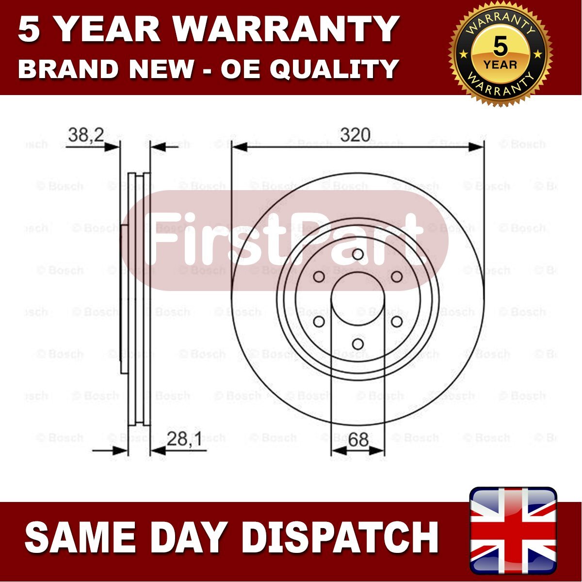 Fits Navara Pathfinder 2.5 dCi 3.0 4.0 Firstpart Front Brake Disc