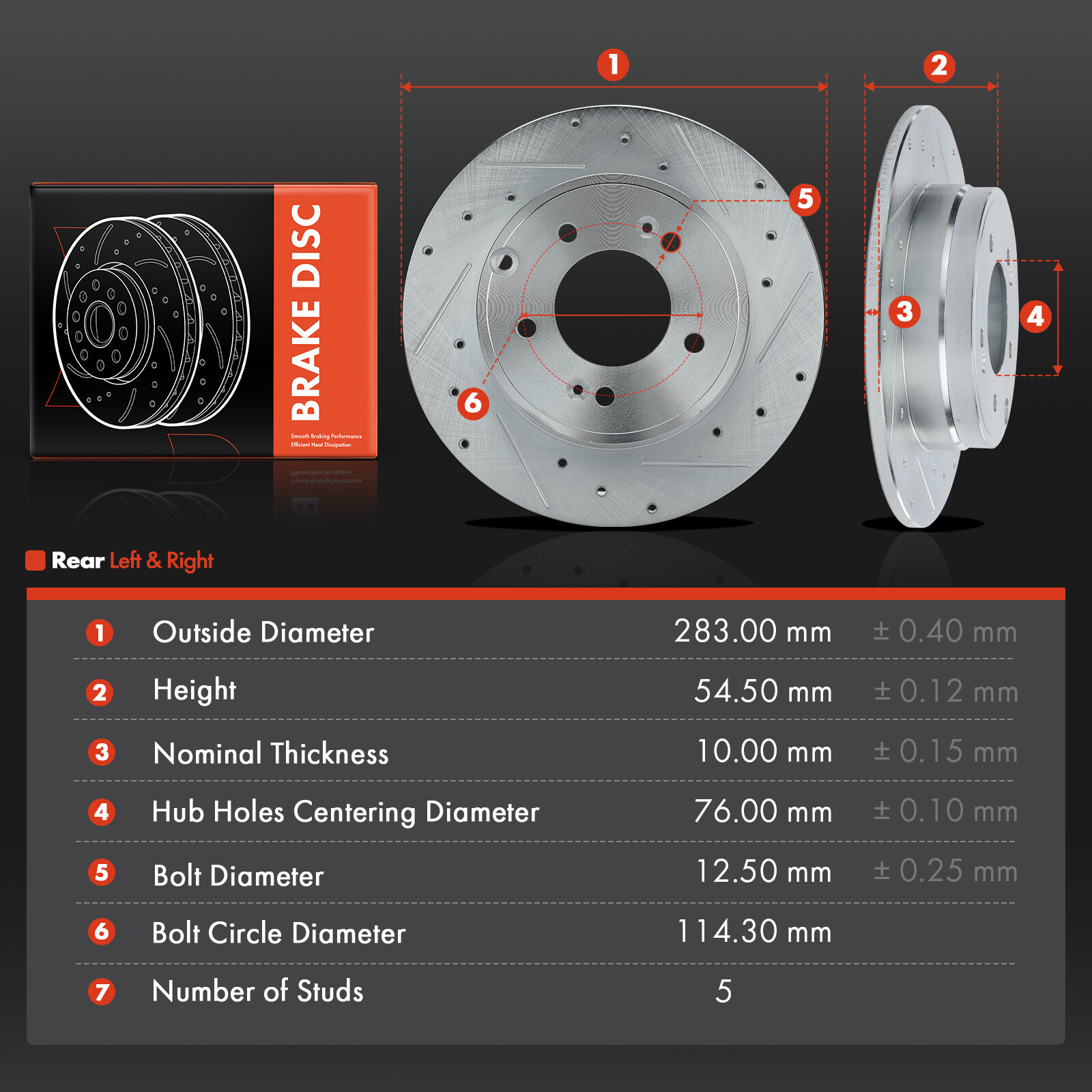 Rear Drilled Rotors for Hyundai Sonata 2005-2018 Azera Tucson Kia Optima Cadenza