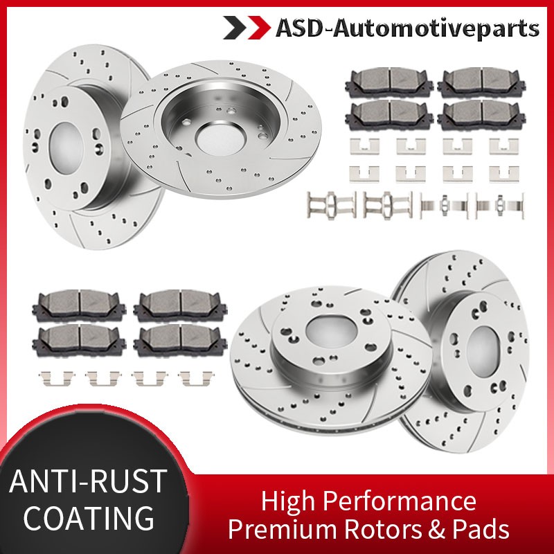 Fit for 06-11 Honda Civic Discs Kit Front Rear Drilled Rotors and Brake Pads Kit