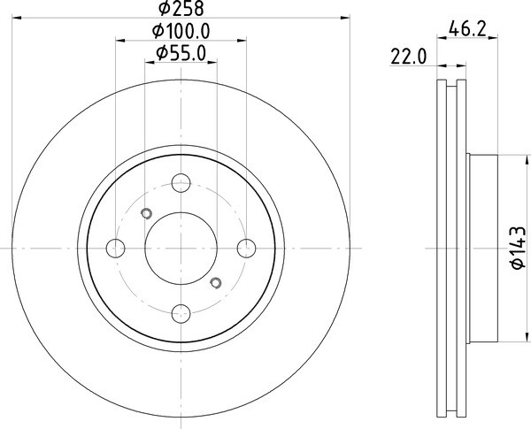 DON 258mm Front Brake Disc Set Fits Daihatsu Charade Toyota Yaris PCD11402