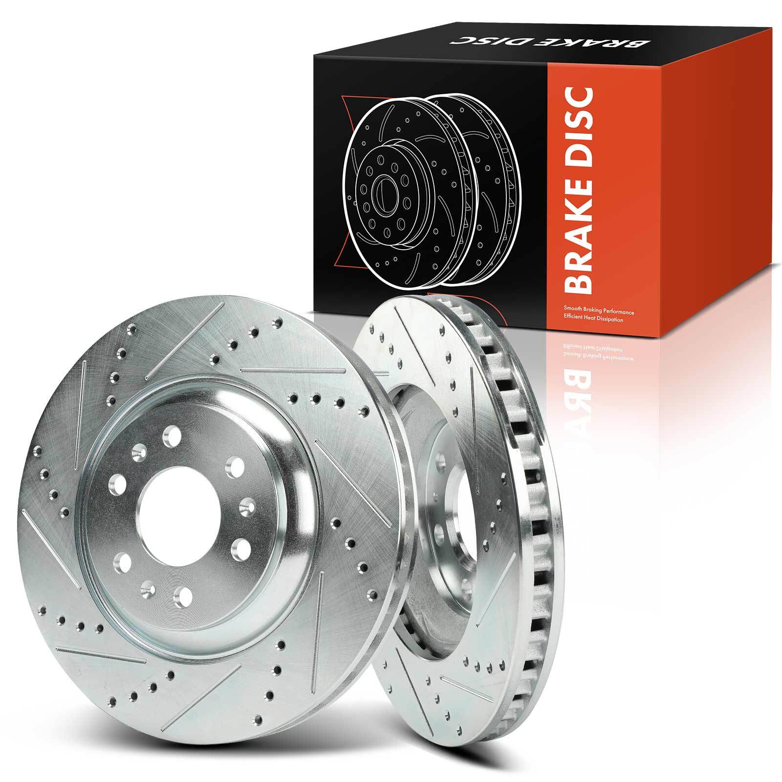 2Pcs Front Side Drilled Brake Rotors for Cadillac SRX 2004-2009 3.6L 4.6L 6-Lug