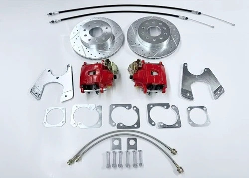 GM 10 & 12 Bolt Rear Disc Brake Conversion Kit Slotted Rotors Red Calipers