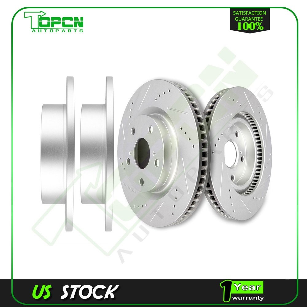 4 Pcs Front Rear Brake Discs Rotors For Toyota Rav4 2013-2017 Drill And Slot