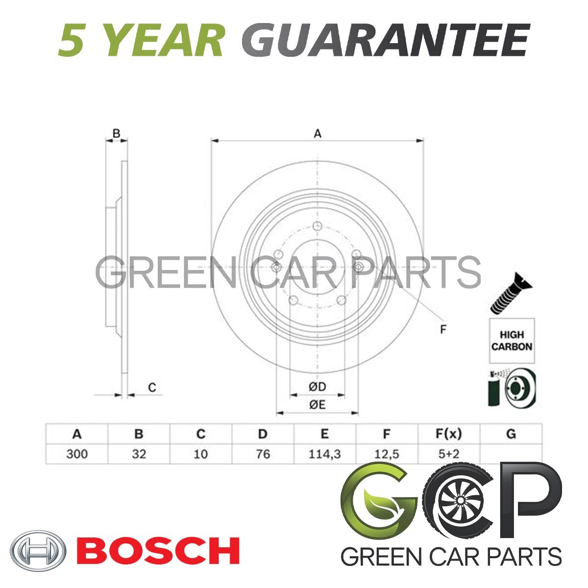 Bosch Rear Brake Disc Fits Kia Optima 2016-2019 58411D4650