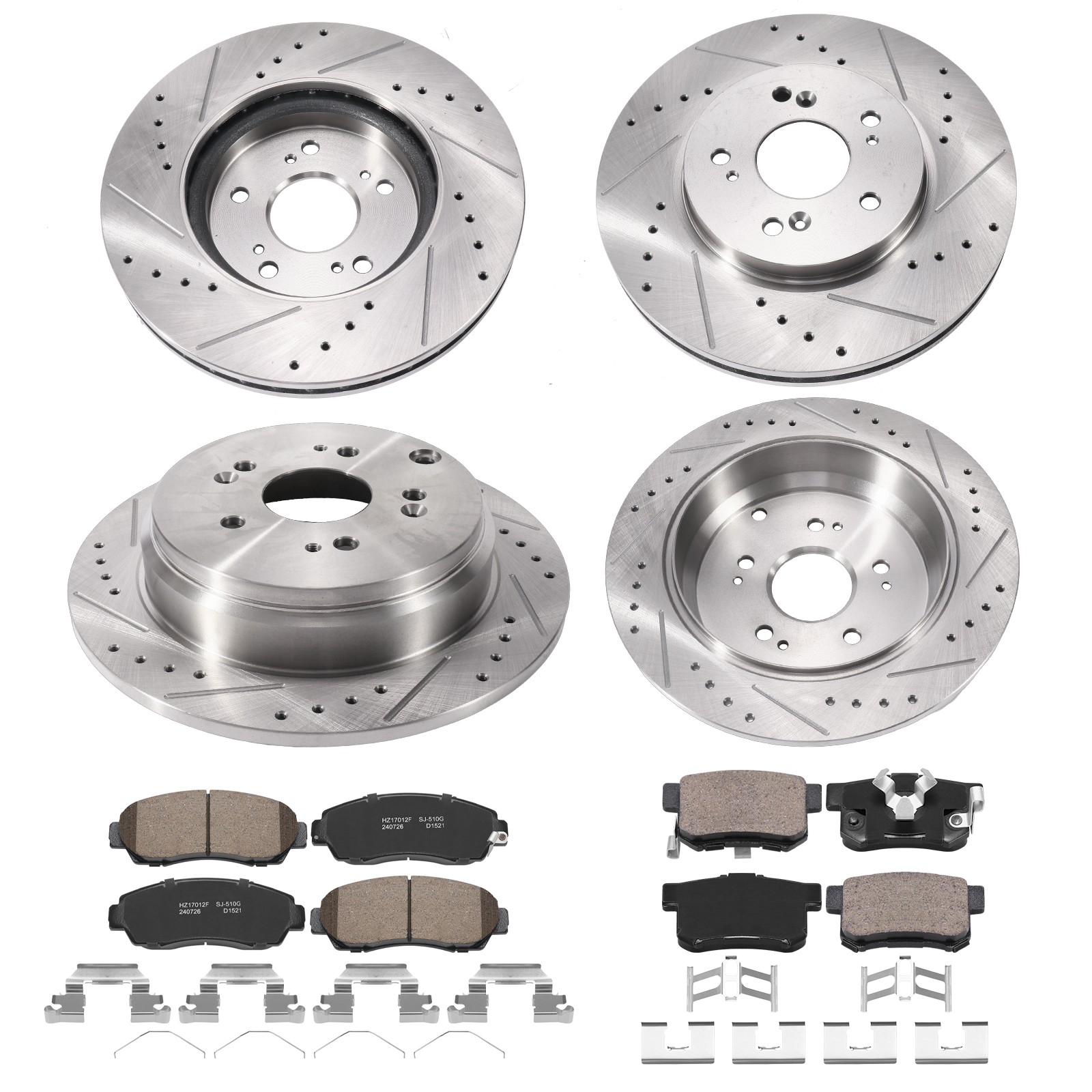 Front &Rear Disc Brake Rotors Ceramic Brake Pads Kits for 2010 – 2012 Honda CR-V