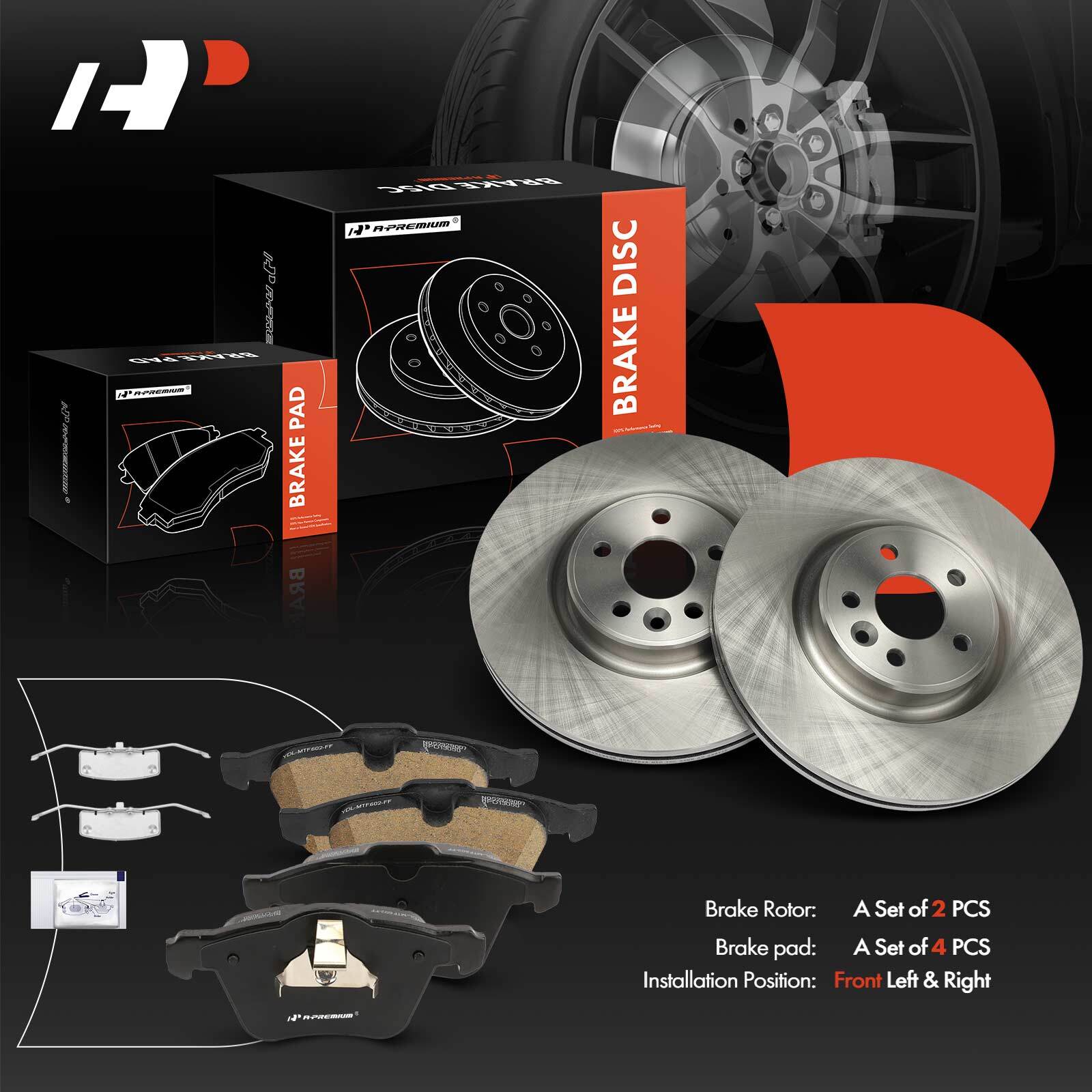 Front Disc Brake Rotors & Ceramic Brake Pad for Volvo XC70 08-16 V60 V70 S60 S80