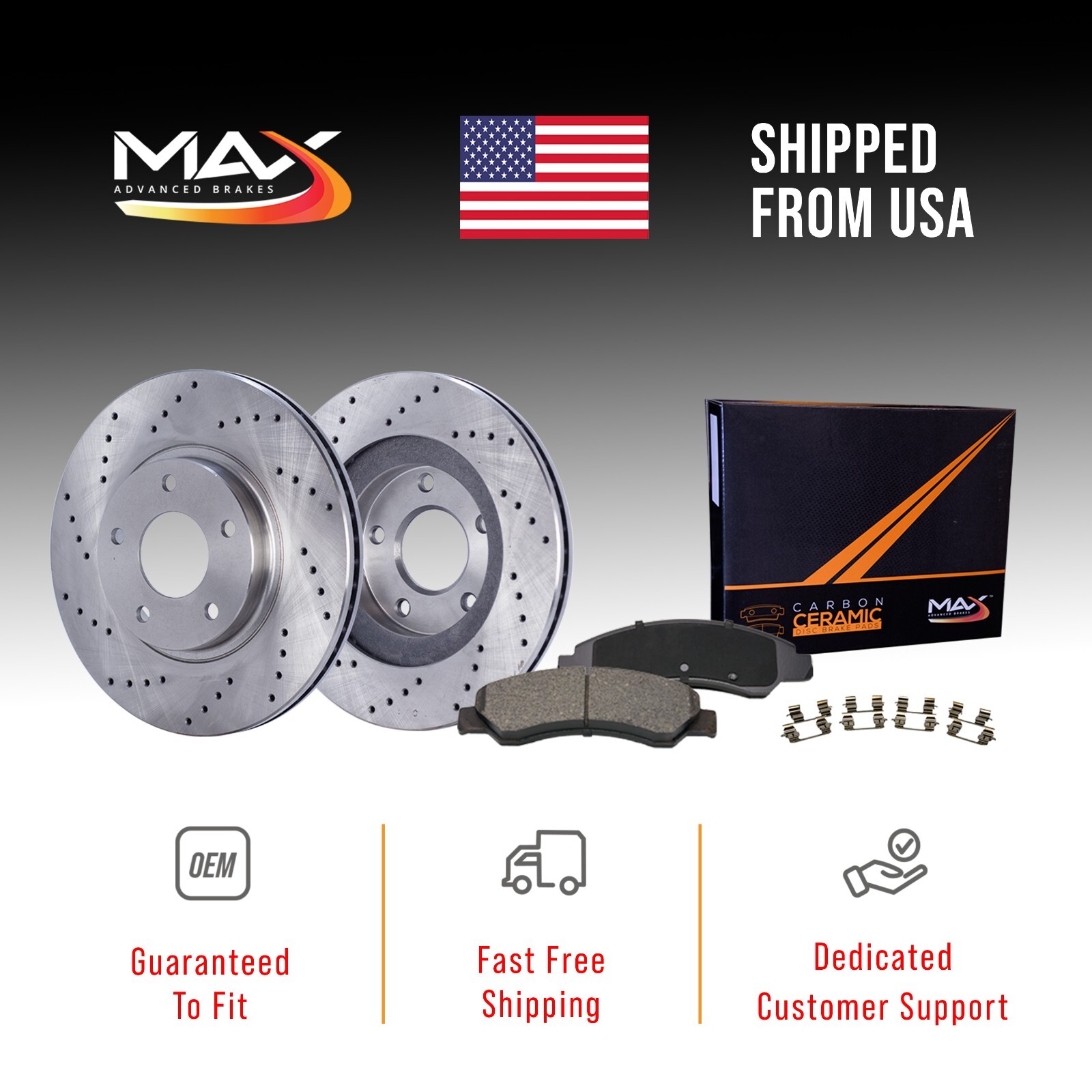 Rear Drilled Brake Rotors + Pads for 2017-2021 Chrysler Pacifica Voyager