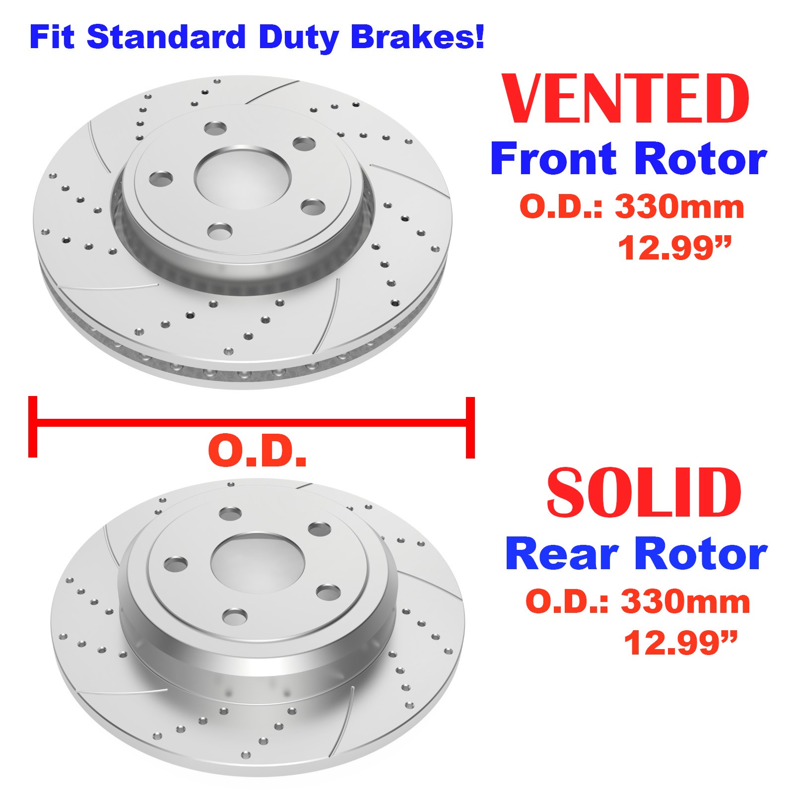 For 2011-18 Dodge Durango Grand Cherokee 330mm Front and Rear Rotors Brake Pads