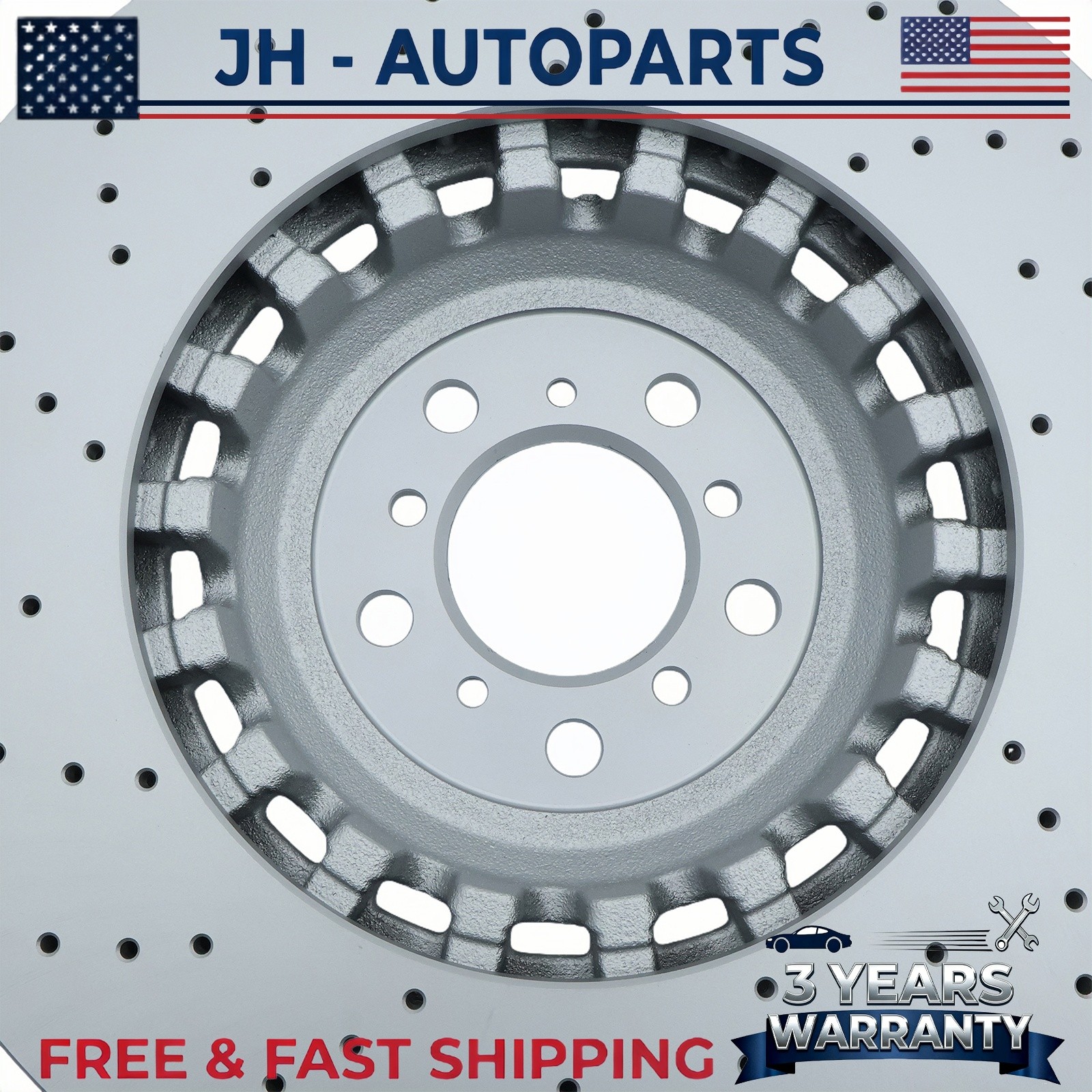 2PCS Front Vented & Drilled Disc Brake Rotors For BMW F10 F12 F13 M5 M6