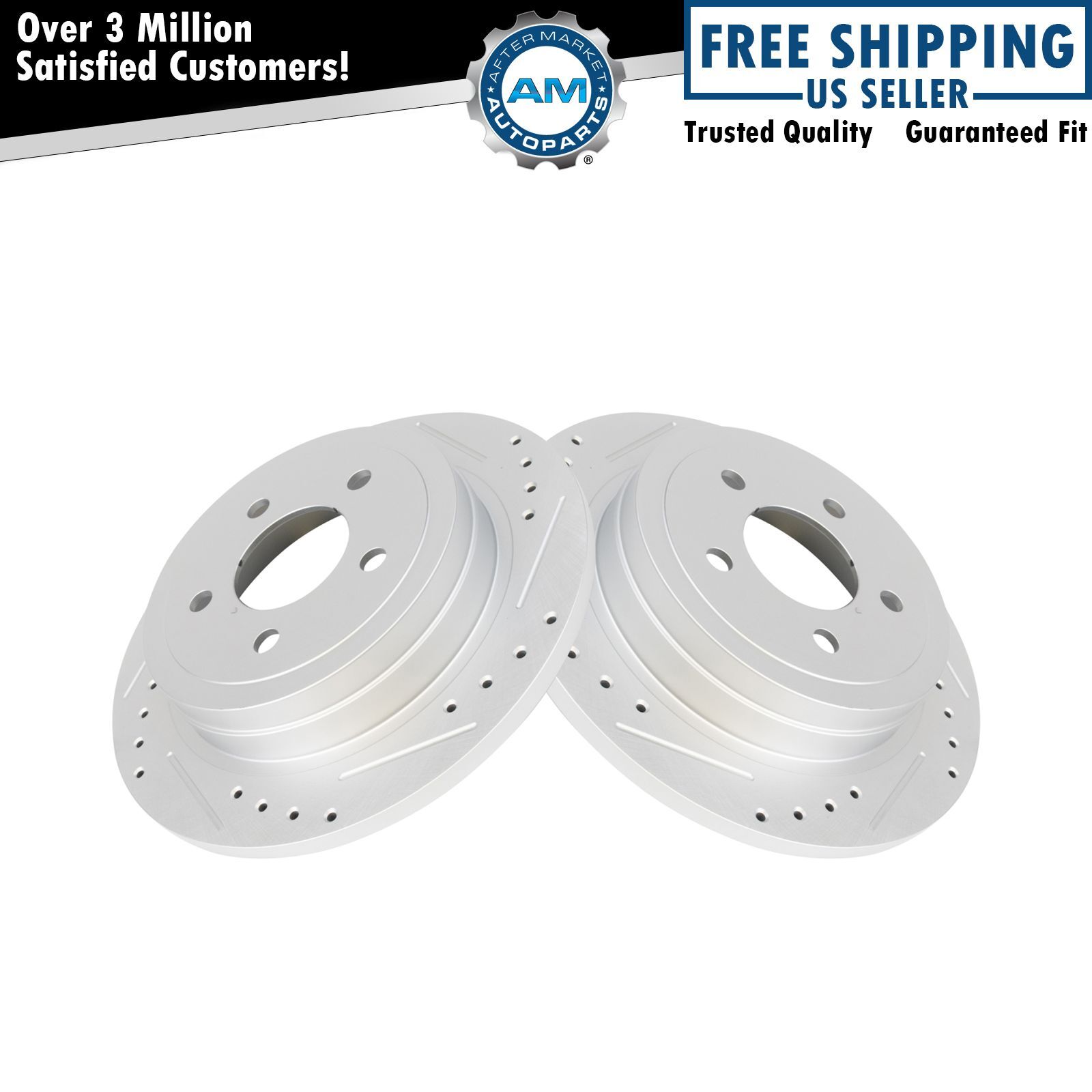 Rear Performance Cross Drilled Slotted G-Coated Rotor Kit Pair for Ford SUV