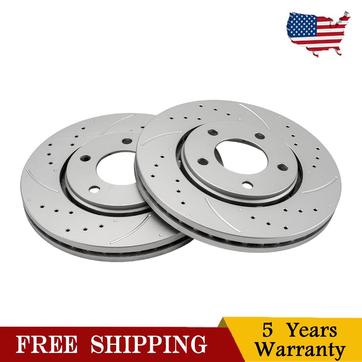 Front Drilled Slotted Brake Rotors Fits Dodge Caravan Chrysler Town Country