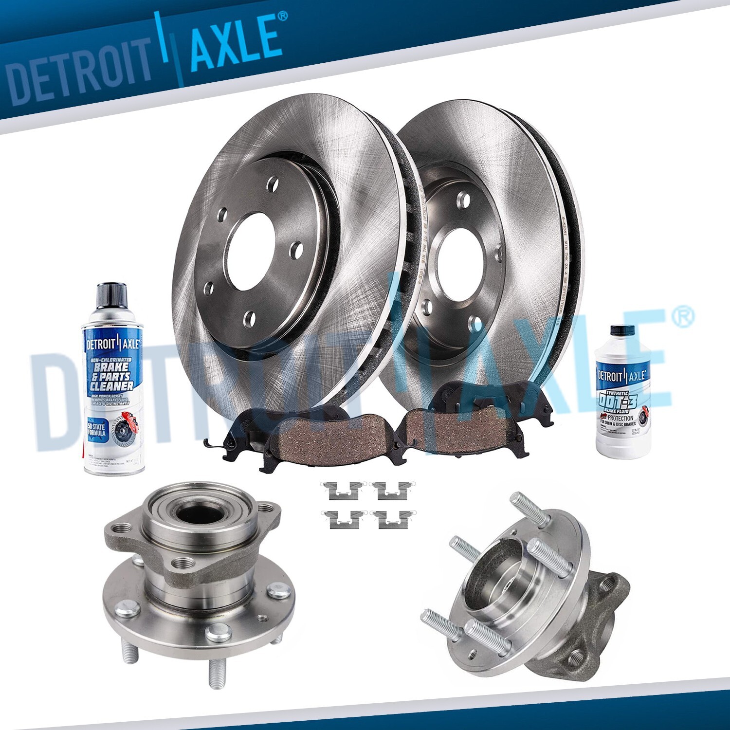 AWD Rear Rotors Ceramic Brake Pads + Wheel Hub Bearings for 2007-2015 Mazda CX-9