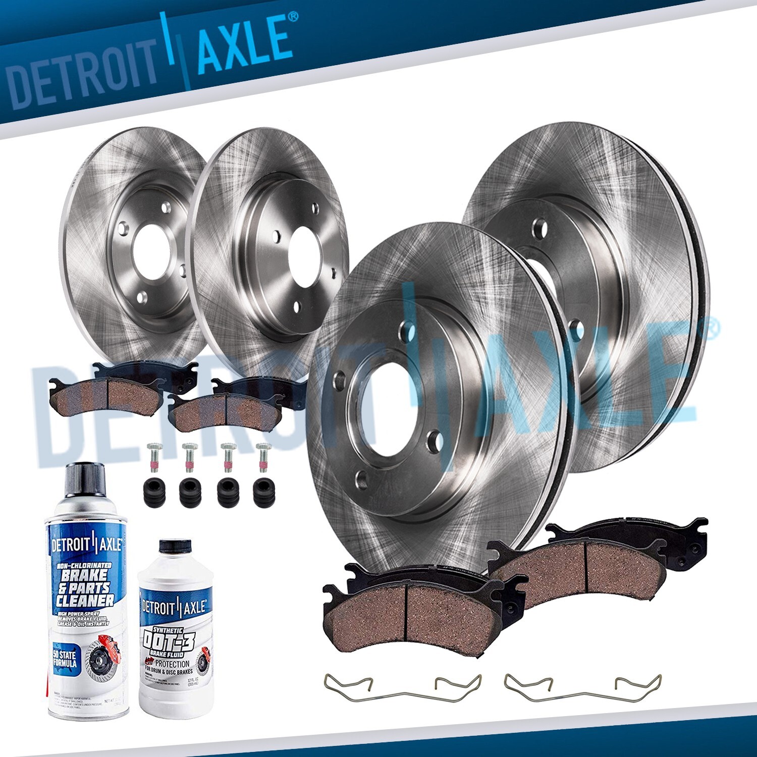 Front & Rear Disc Brake Rotors + Brake Pads for 2001 2002 2003 2004 Ford Focus