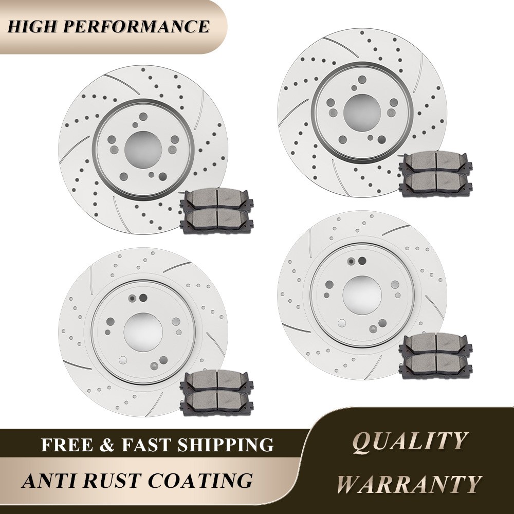 Front Rear Brakes Rotors Brake Ceramic Pads Fit 2013-2017 Honda Accord EX-L