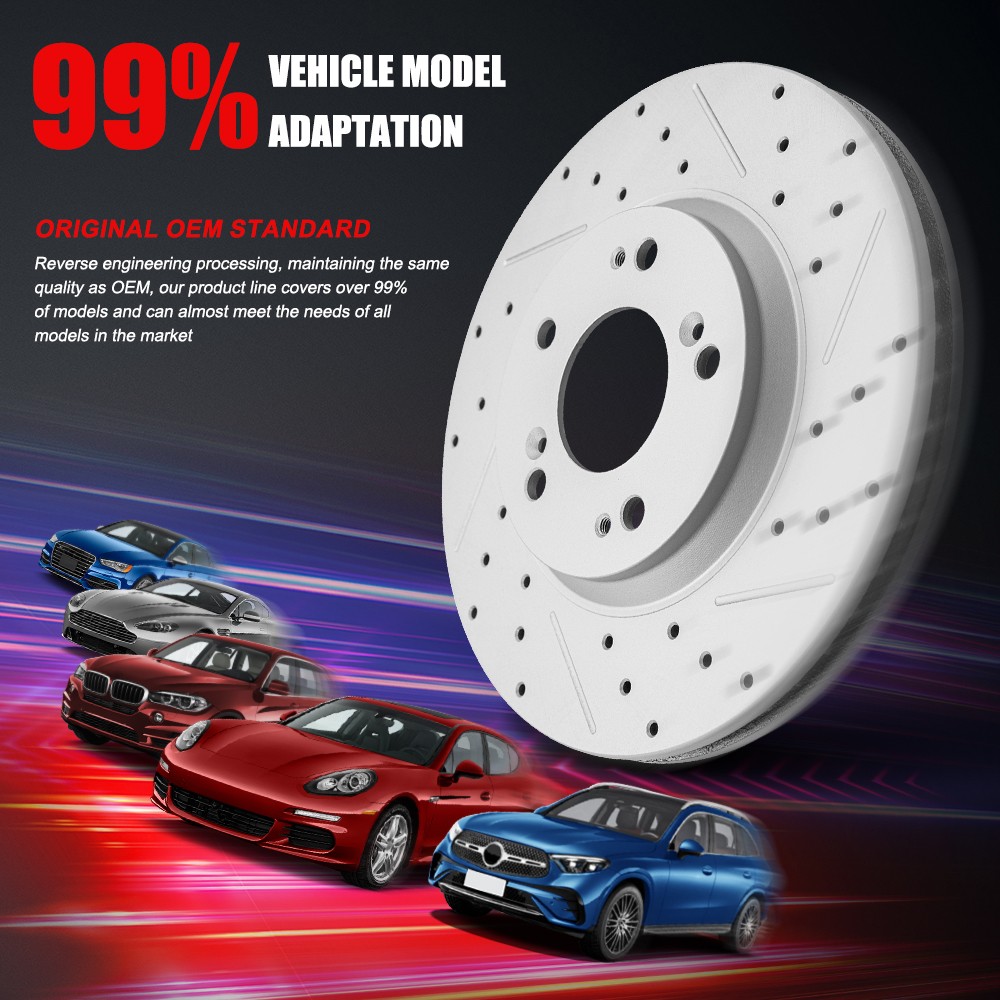 Front Drilled Brake Rotors for Dodge Grand Caravan Journey w/2 Piston Calipers