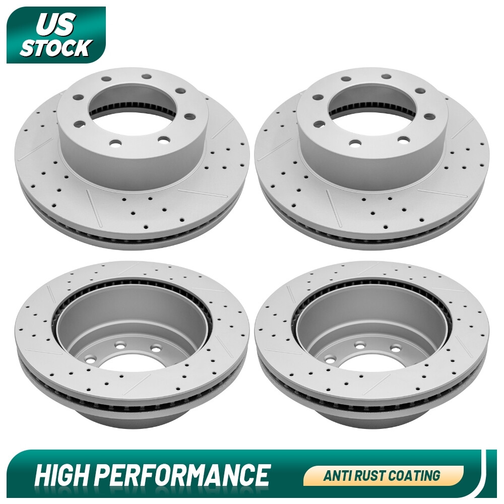 Front +Rear Drilled Brake Rotors for Ford F-250 F-350 Super Duty 2013-2023 4WD