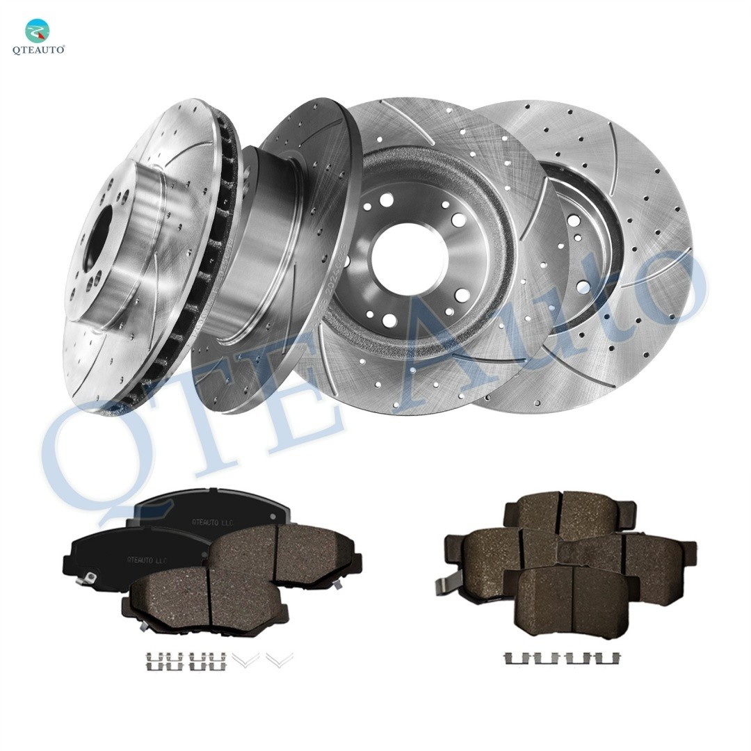 12PC Front 282-Rear 260 Drilled Brake Rotors-Brake Pad For 2013-2015 Honda Civic