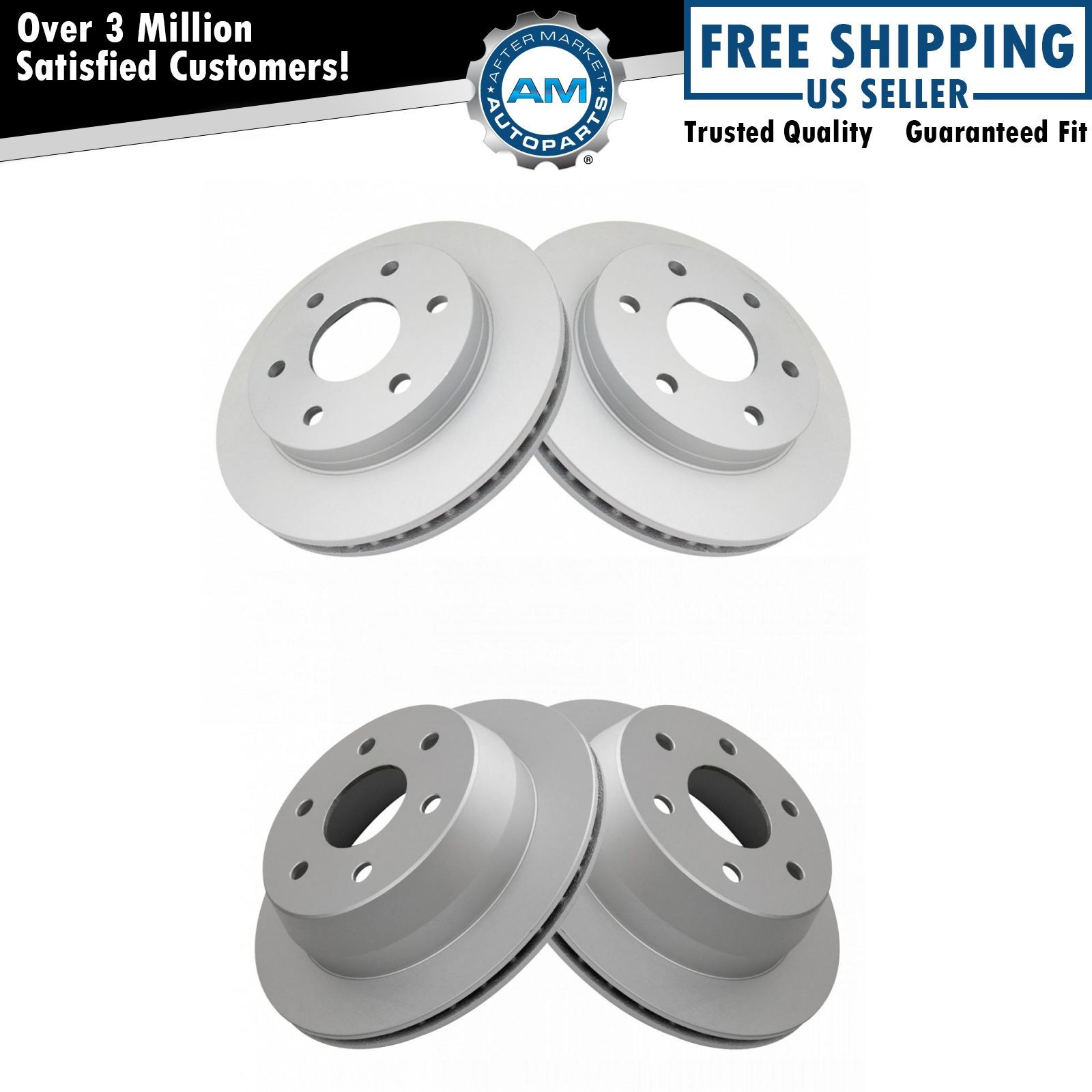 Front & Rear Brake Coated Rotor Kit 4 Piece Set for Chevrolet GMC Pickup