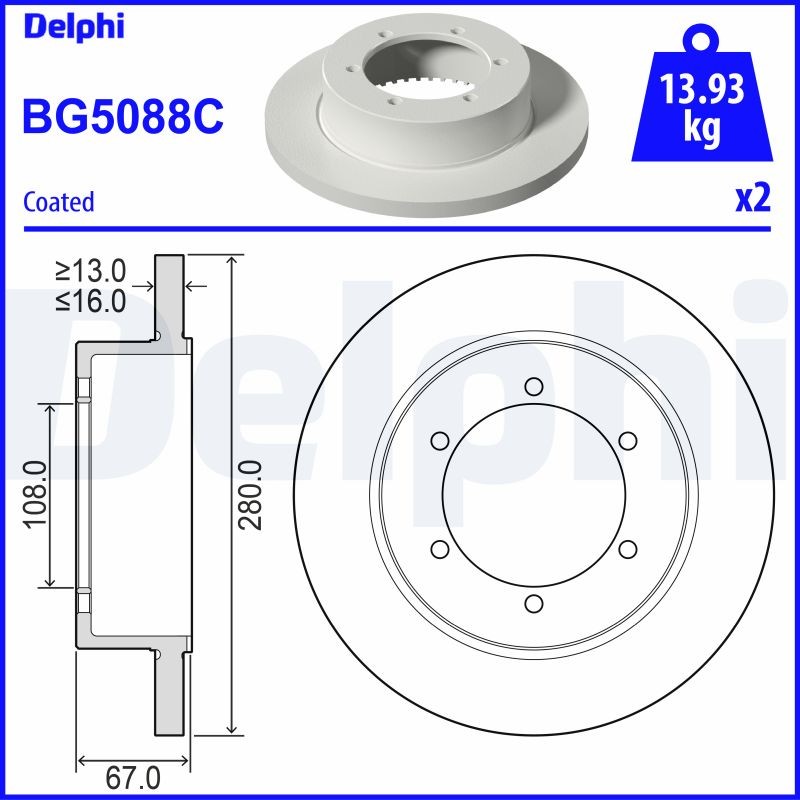Delphi BG5088C Brake Disc for Nissan