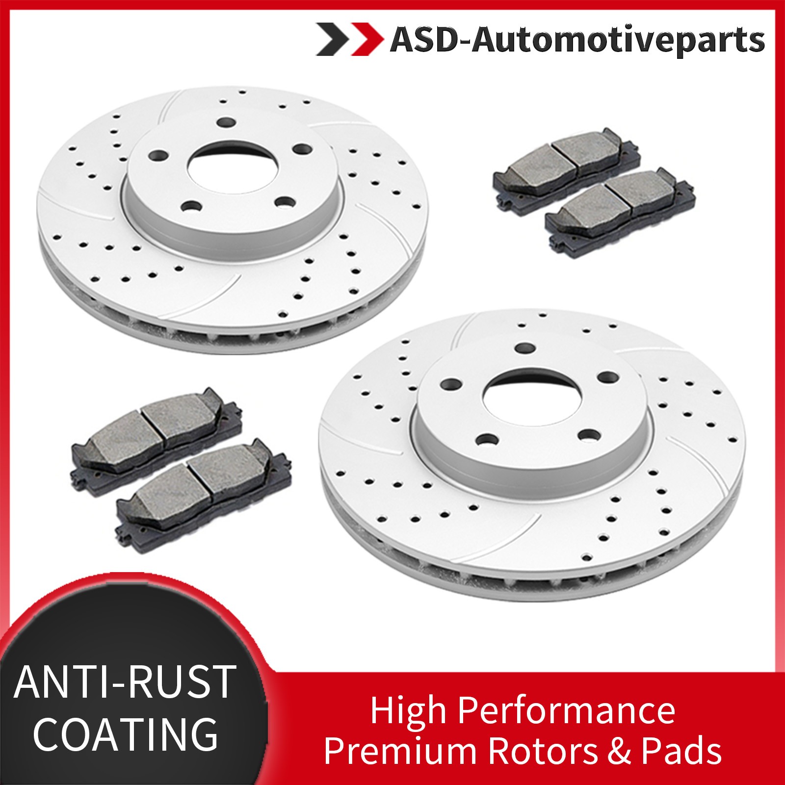 Front Drilled Slotted Rotors Brake Ceramic Pads Fit for Ford Focus C-Max VOLVO