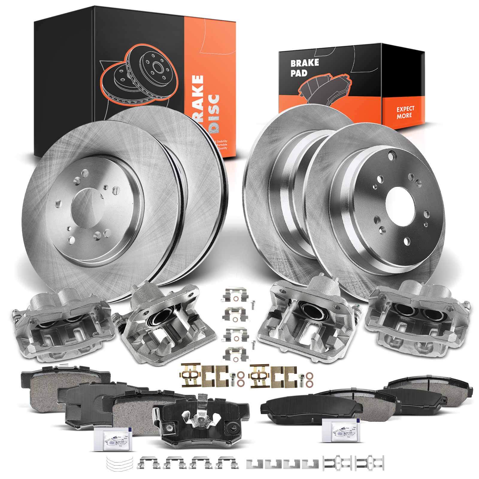 Front & Rear Disc Brake Rotor & Pads + Brake Caliper for Honda CR-V 2007-2016