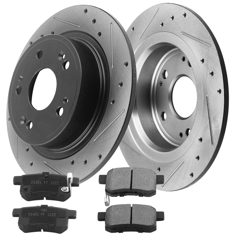 Rear Barke Rotors + Ceramic Brake Pads For Honda Accord Acura TSX Brake Rotors