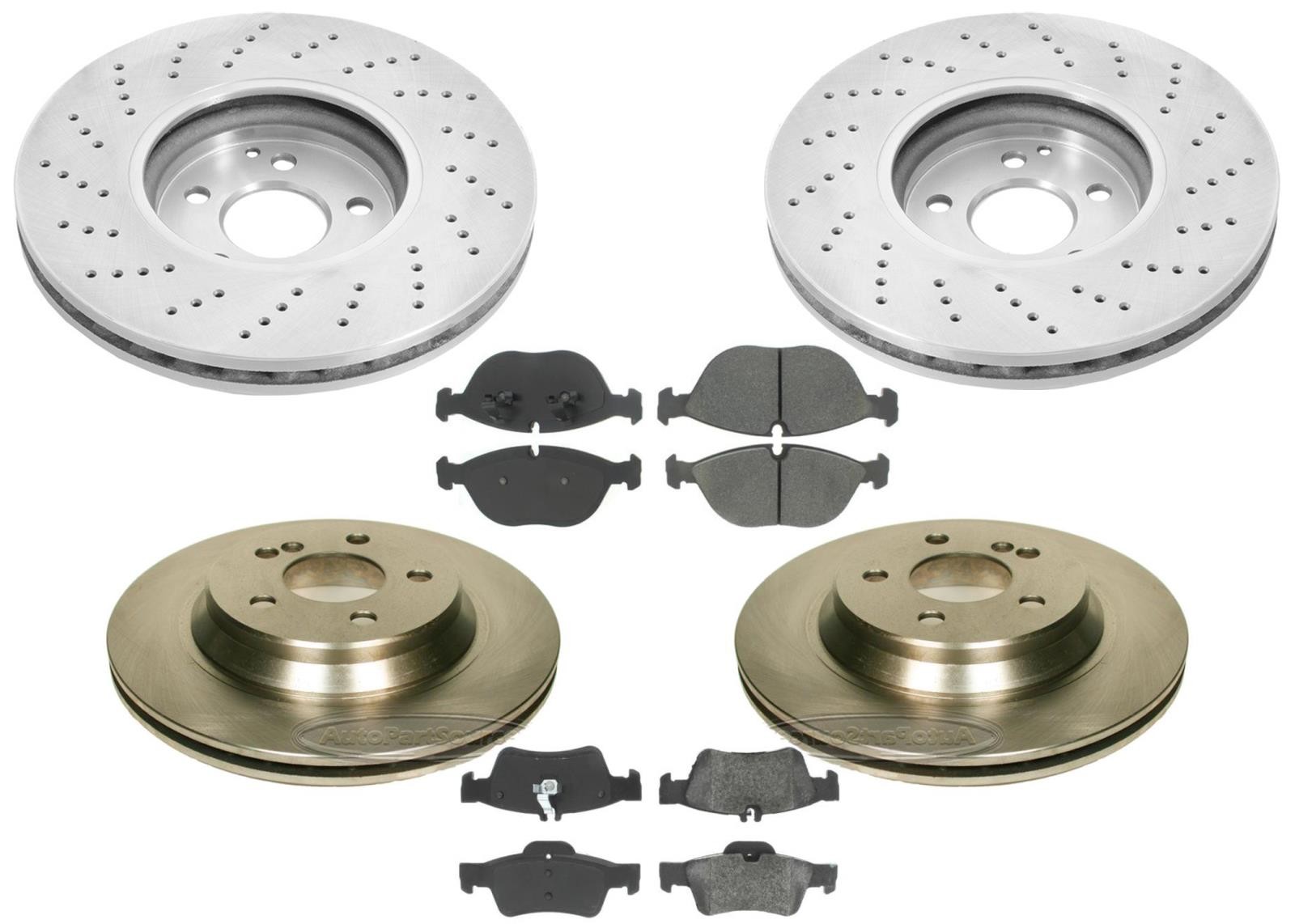 Disc Brake Rotors & Ceramic Pads Fits Mercedes-Benz S430 S500 4Matic 2003-2006