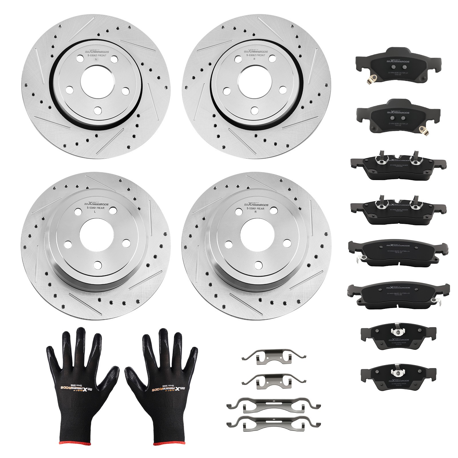 Front Rear Brake Rotors&Ceramic Pads Kit for Dodge Durango 2011-2020 S-53061