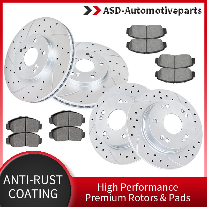 Front Rear Drilled Slotted Brake Rotors and Pads Kit for Honda Accord EX EXL
