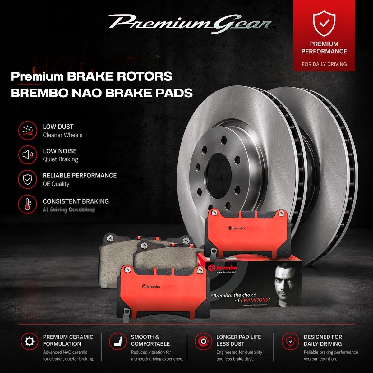 Rear Disc Rotors+Brembo NAO Brake Pads 345mm for Toyota Tundra K50 K60 09-25