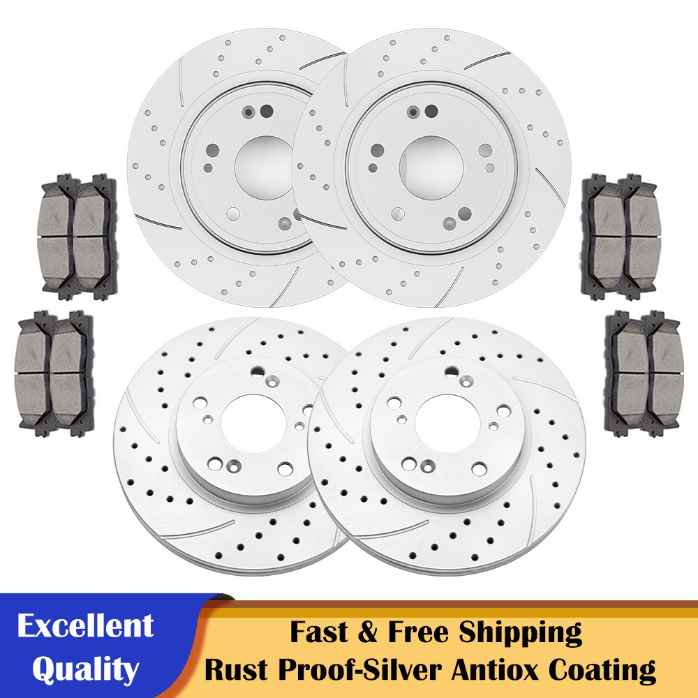 282mm Front Rear Drilled Discs Rotors Brake Pads Fit 2008-2017 Honda Accord LX