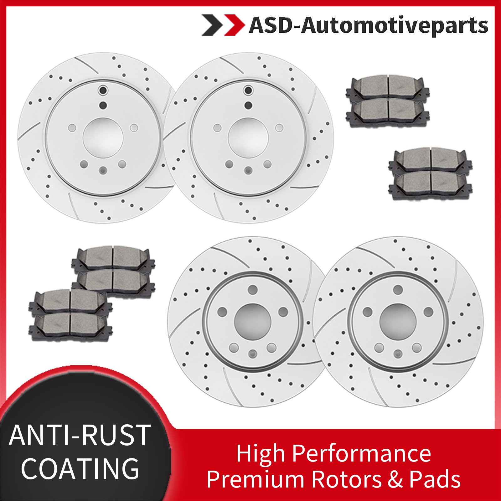 Front and Rear Brake Disc Rotors Ceramic Pad Fit Chevrolet Equinox GMC Terrain