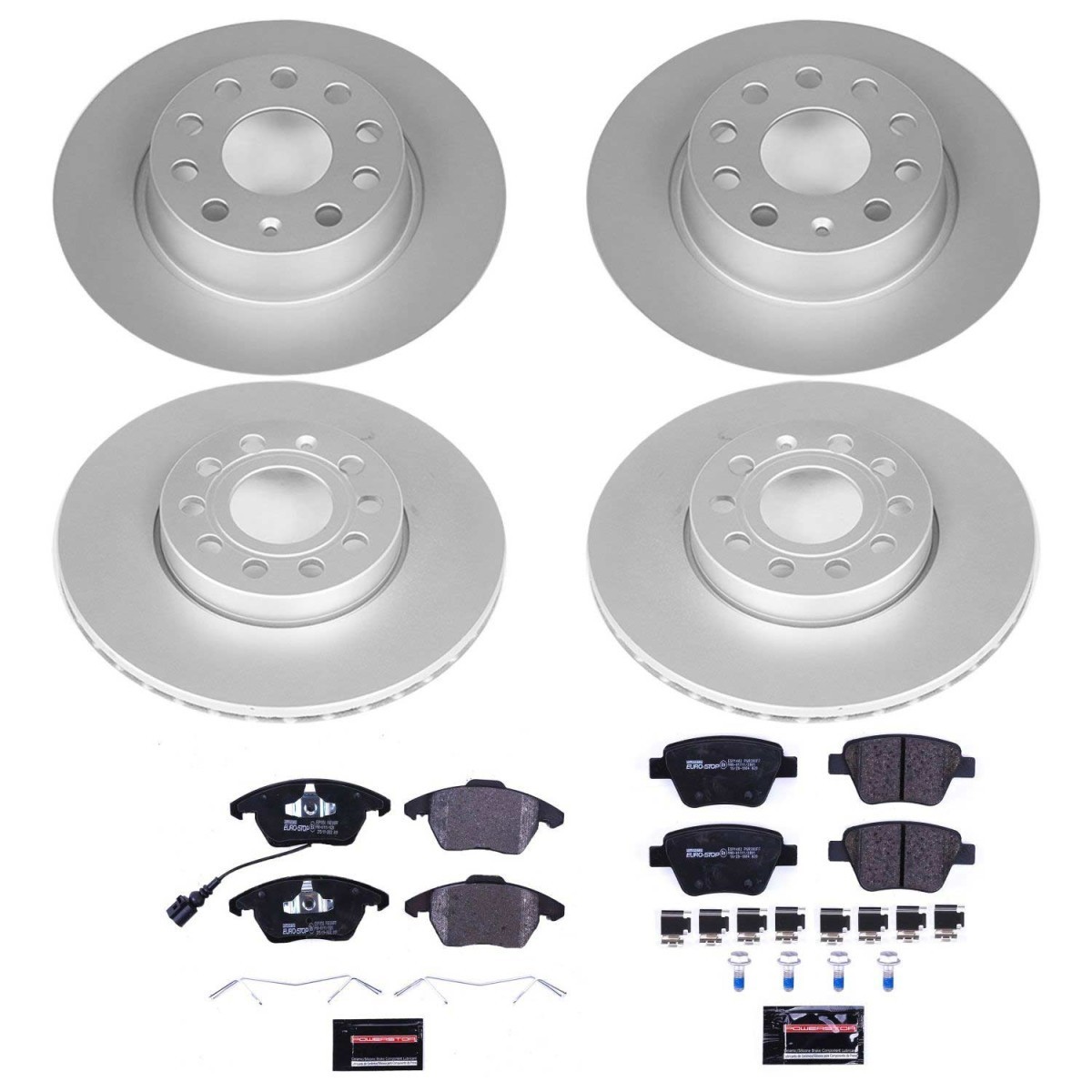 Powerstop 288mm Front 272mm Rear Brake Discs & Pads Kit for Beetle Golf Jetta