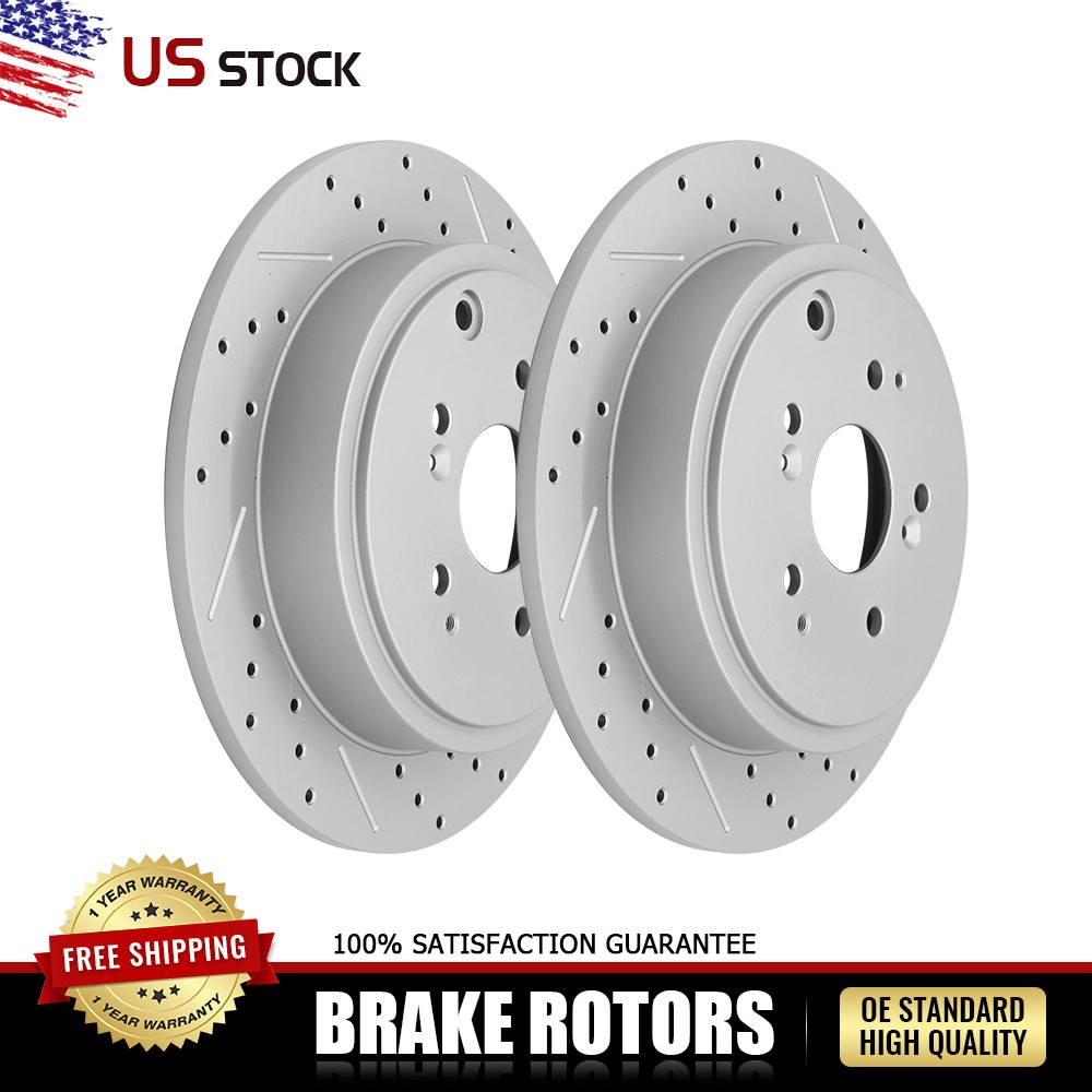 Rear Disc Drilled Brake Rotors Kit for 2001-2006 Acura MDX 2003-2008 Honda Pilot