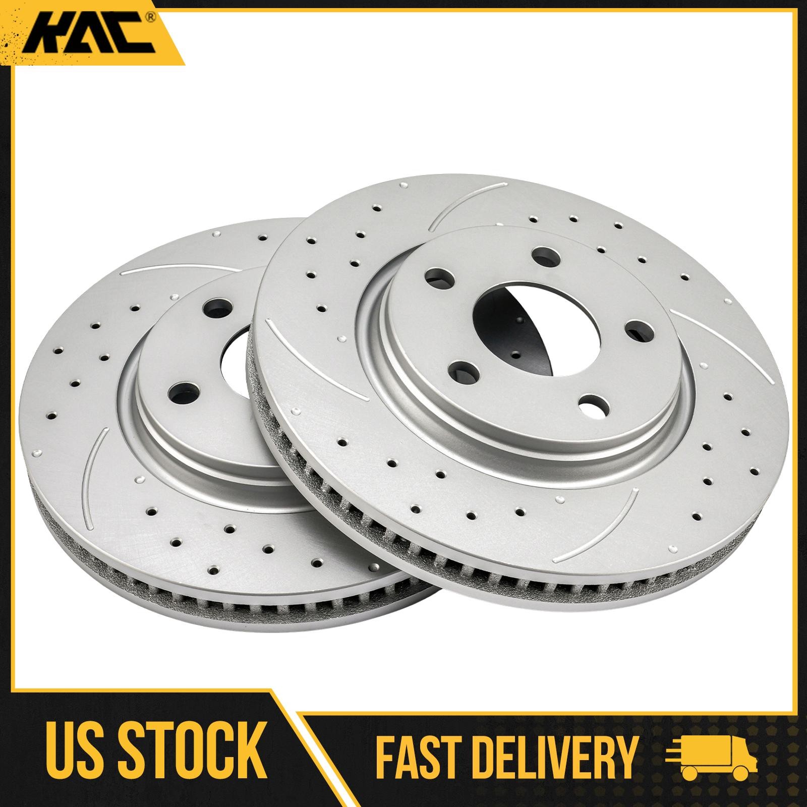 Front Drilled Slotted Zinc Plated Brake Rotors For 2005-2007 Buick LaCrosse