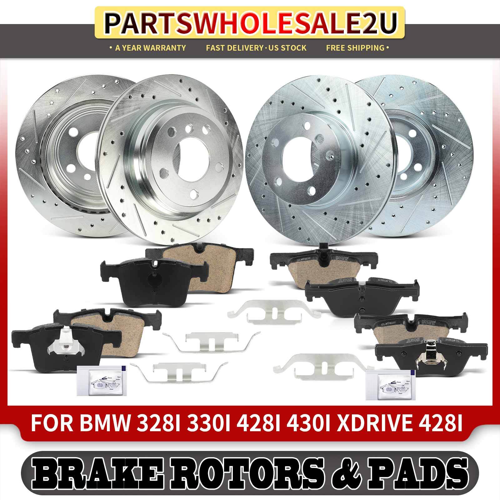 Front & Rear Drilled Brake Rotor & Ceramic Brake Pad for BMW 328i xDrive 330i