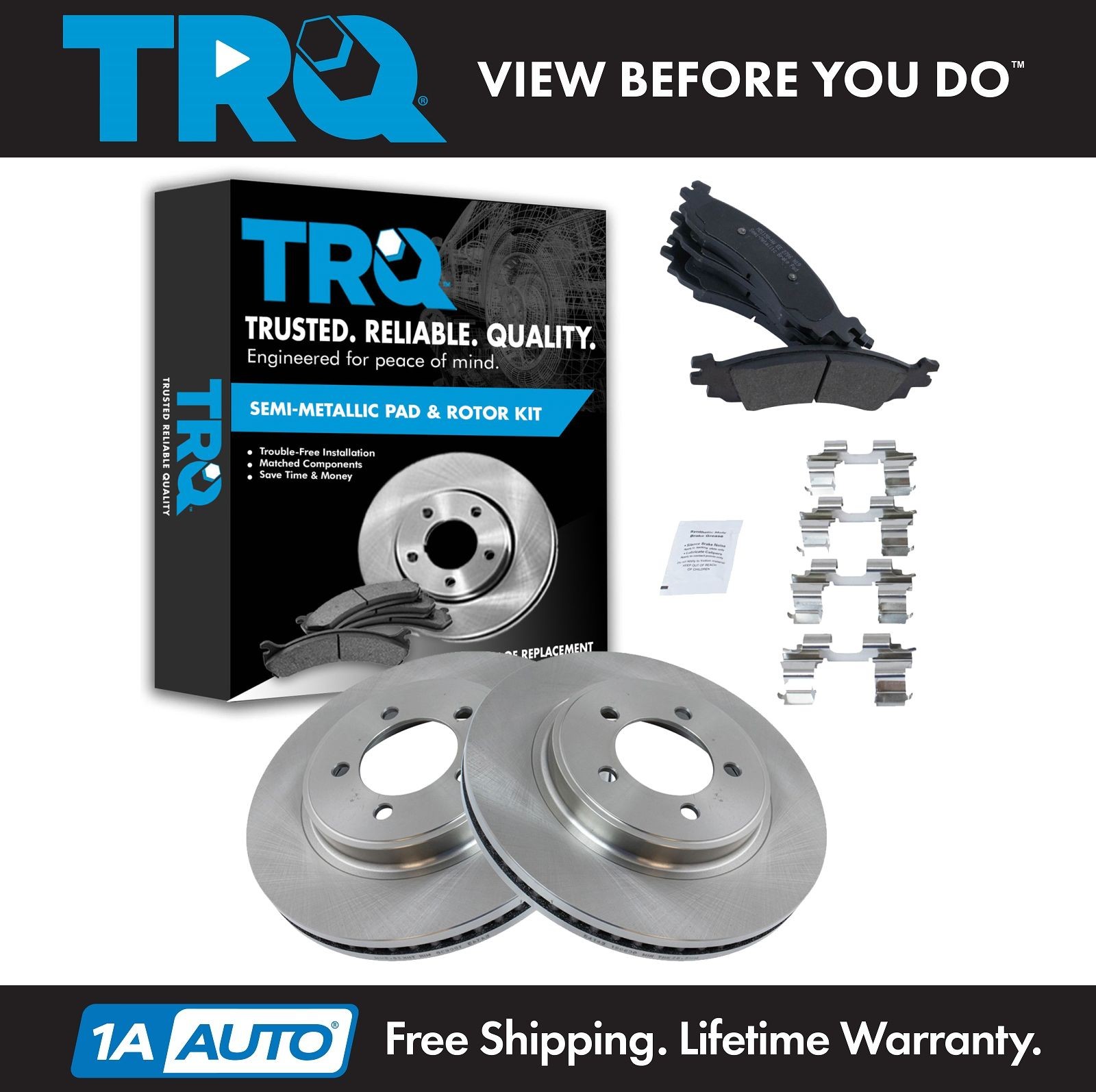 TRQ Front Semi Metallic Brake Pad & Rotor Set Kit for Explorer Mountaineer