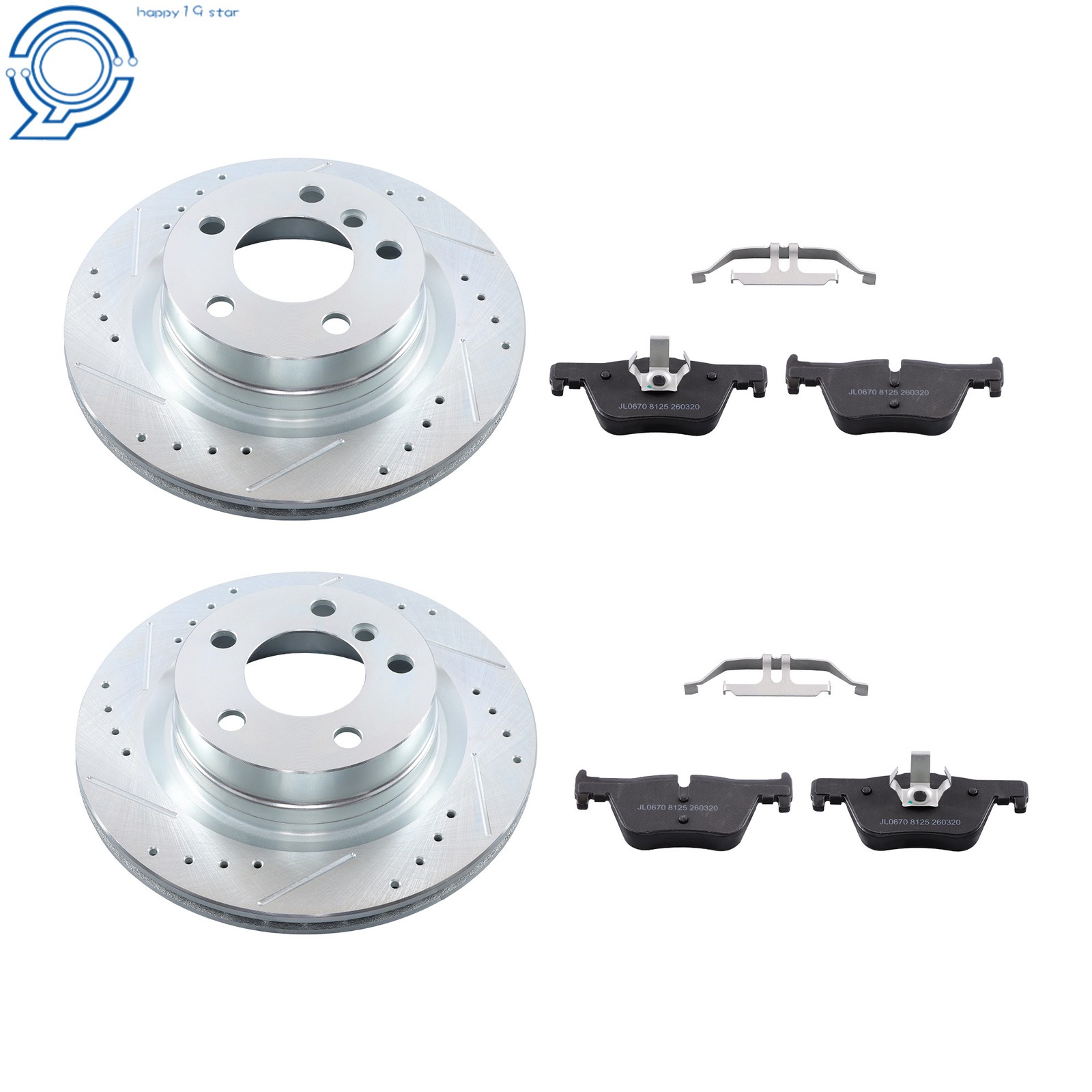 Rear 300mm Drilled Brake Rotors & Pads for BMW 230i 2017-2021 228i xDrive 320i