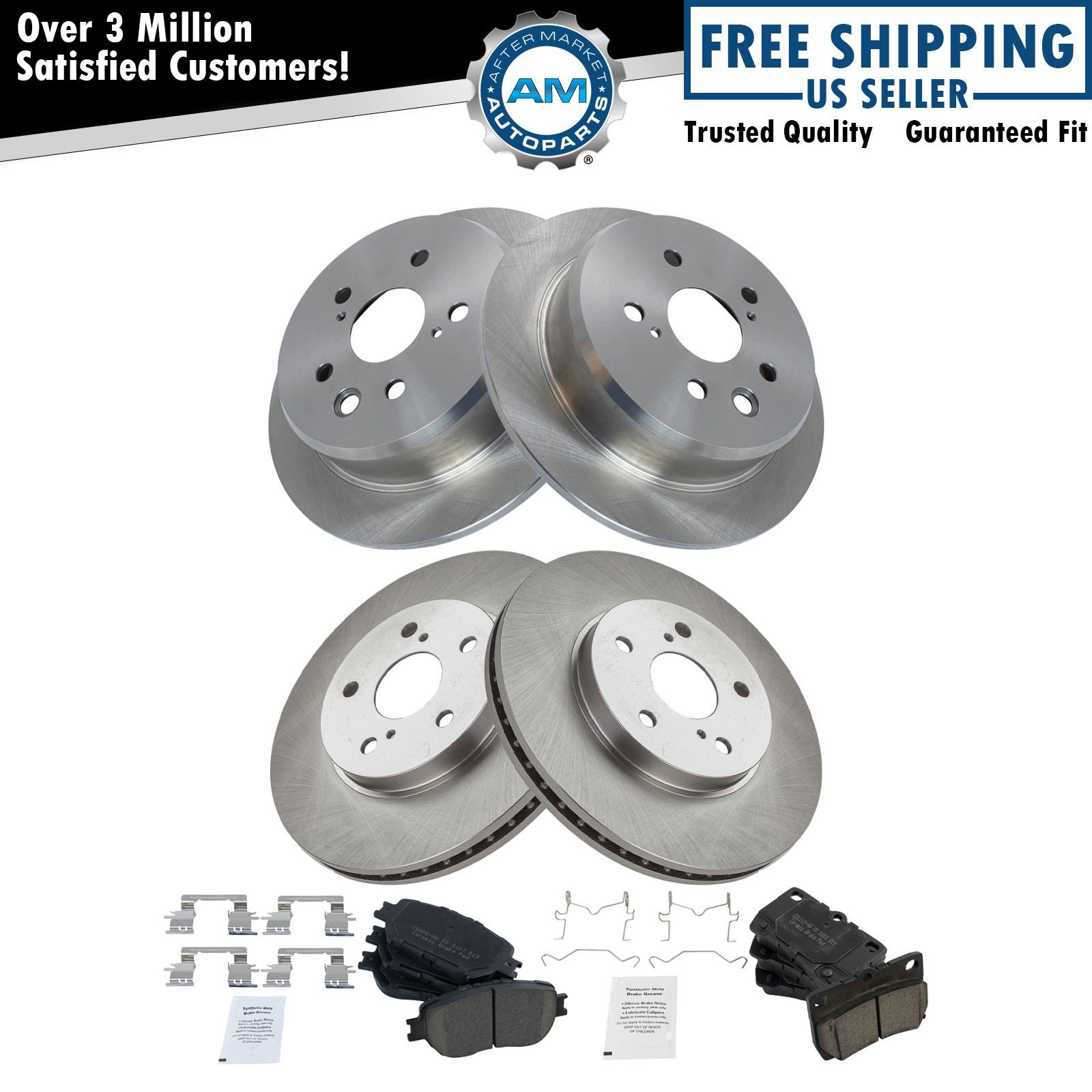 Front & Rear Brake Pad & Rotor Kit Ceramic Fits 2009-2013 Lexus IS250