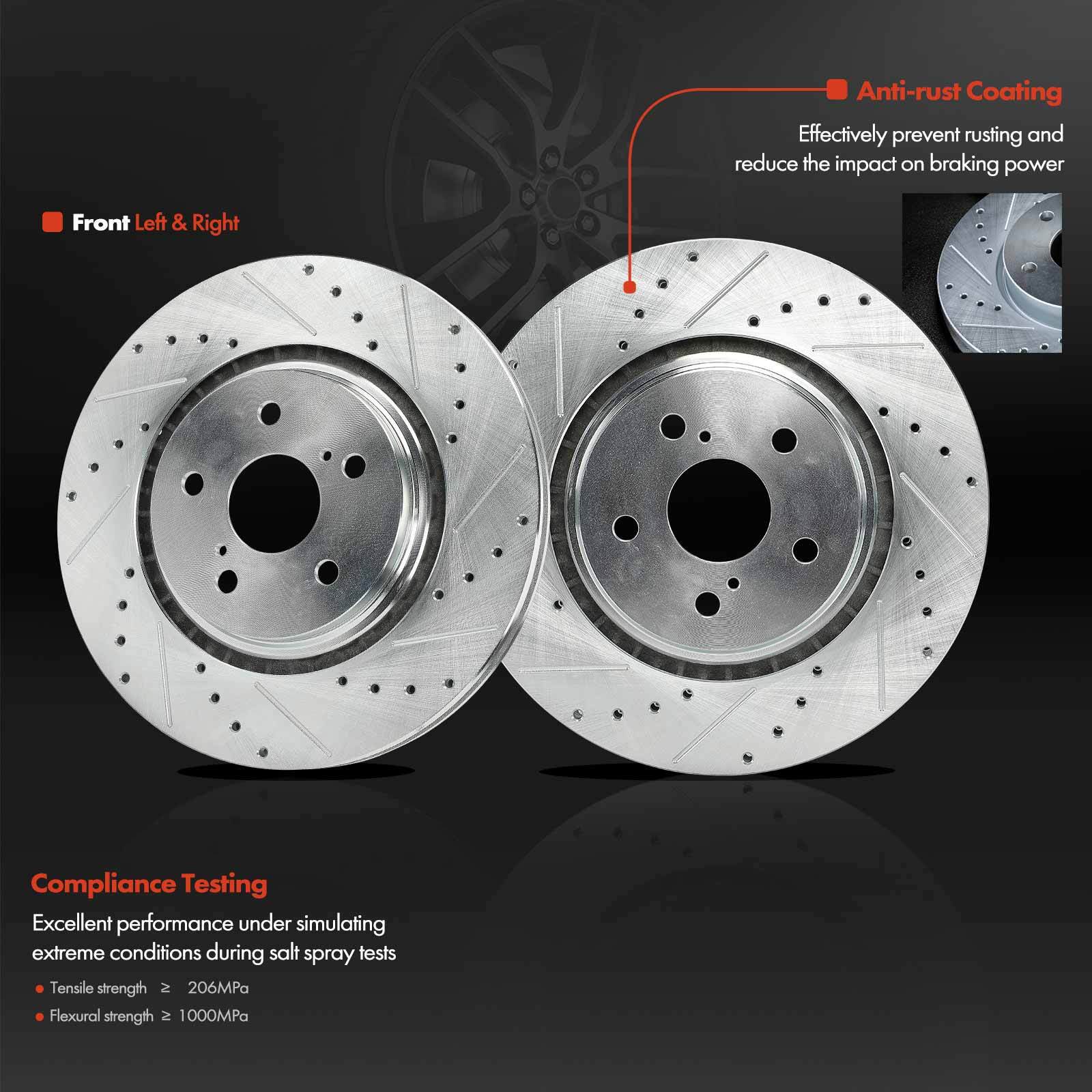 12x Front & Rear Left & Right Drilled Rotors & Brake Pads for Lexus RX350 RX350L