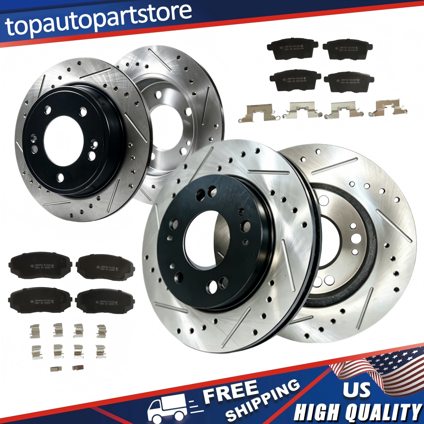 12.60in Front +12.79in Rear Brake Rotors Ceramic Pad for 2007-2015 Mazda CX-9